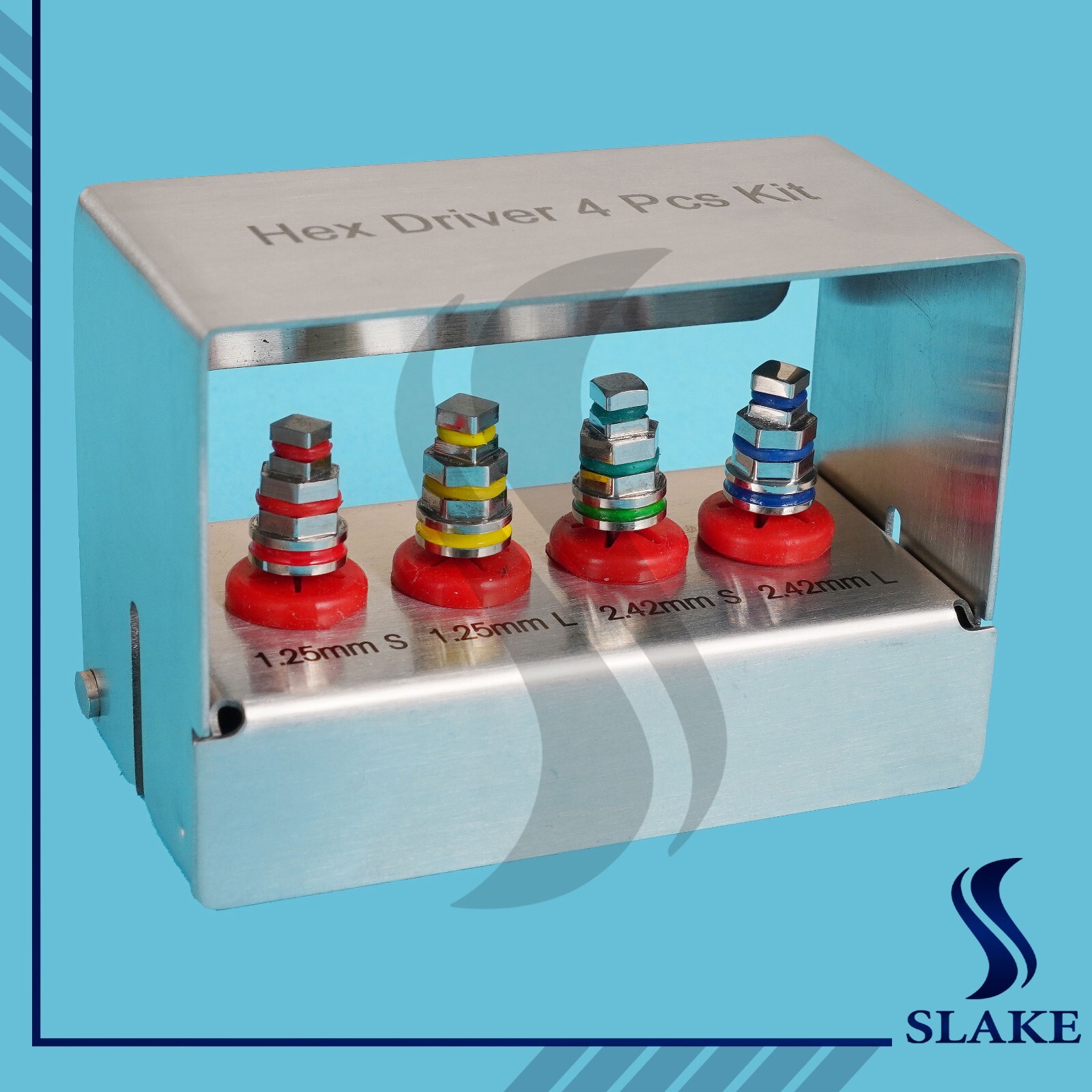 1.25 / 2.42 Short & Long Hex Driver Kit Set of 4 Dental Set With Bur Holder