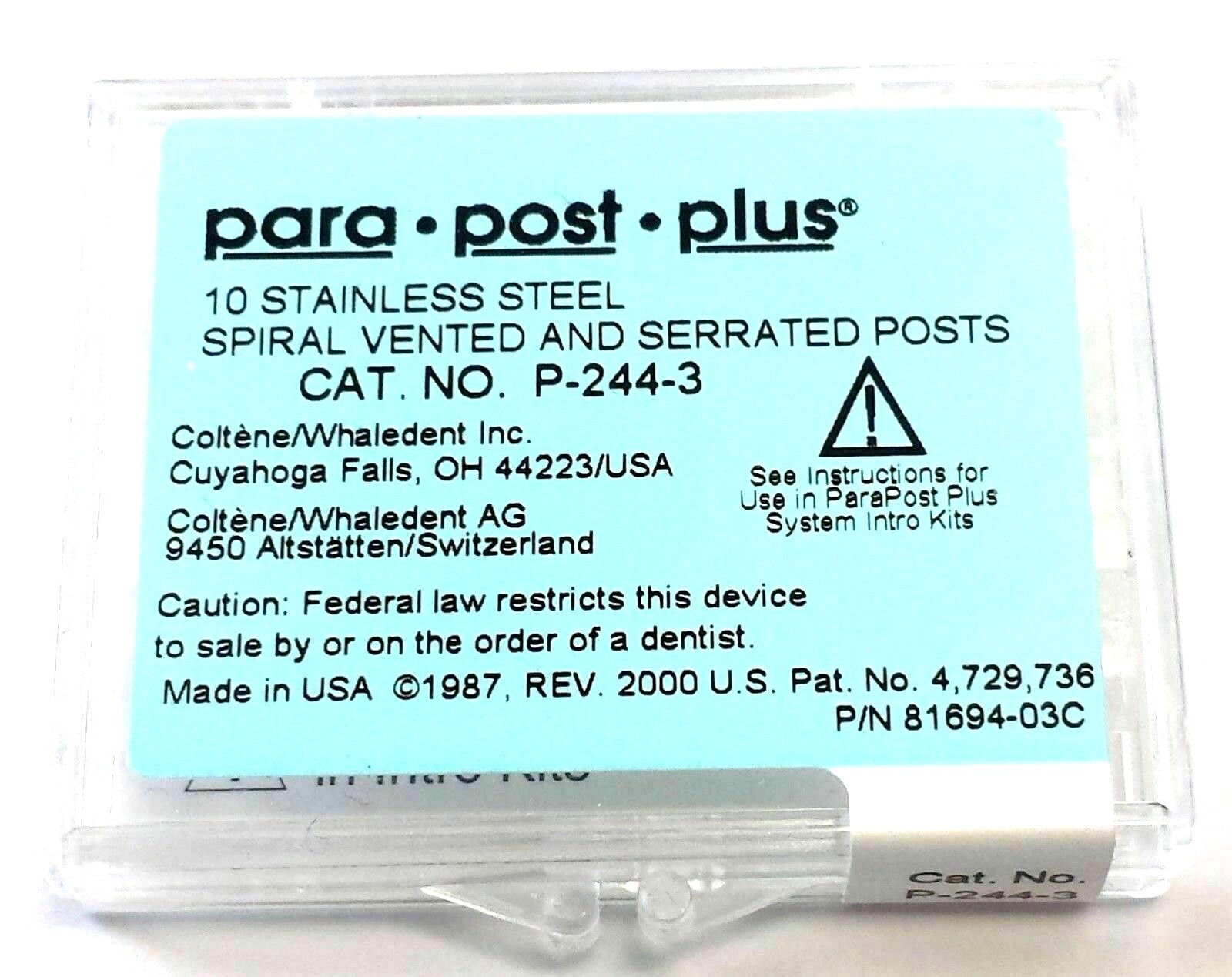 COLTENE ParaPost Plus stainless steel .036 brown 10/pack. PARA POST P-244-3