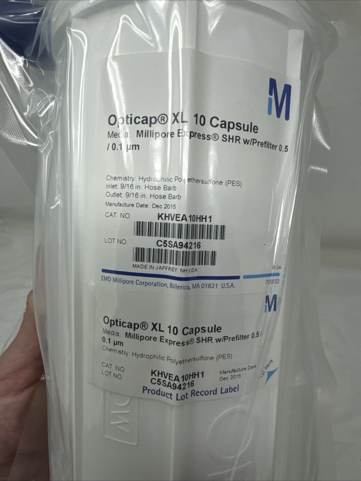 MILLIPORE Opticap 0.5/ 0.1 UM MILLAPORE EXPRESS XL 10 Capsule Filter KHVEA10HH1