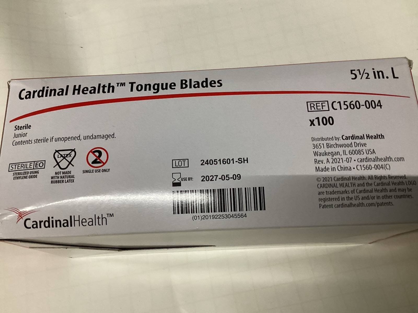 Cardinal Health C1560-006 Tongue Depressors Exp. 05-2027 #(5B04)
