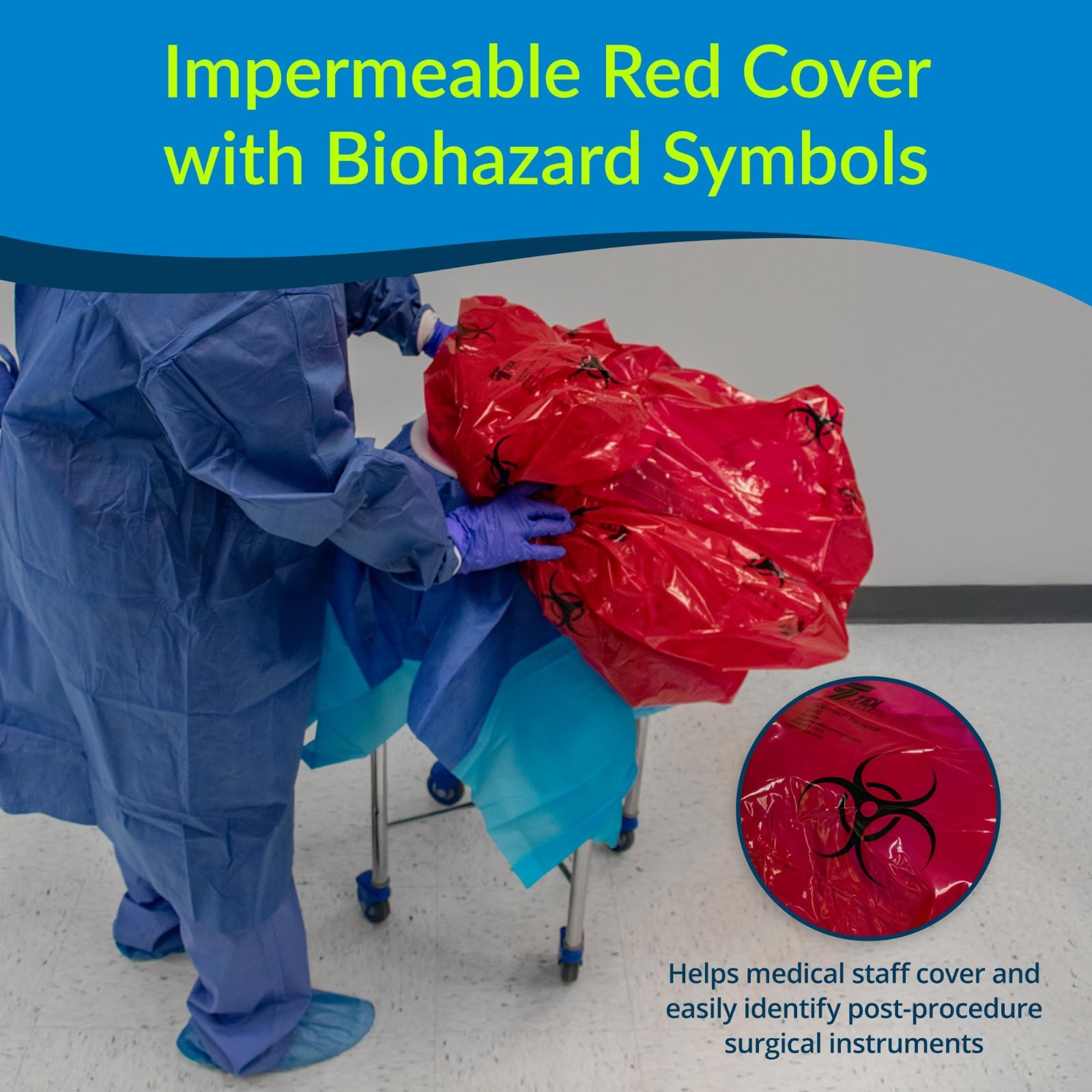 20pk Tidi 5540RS Shield Transport Containment Cover for Ring Stand Red Biohazard