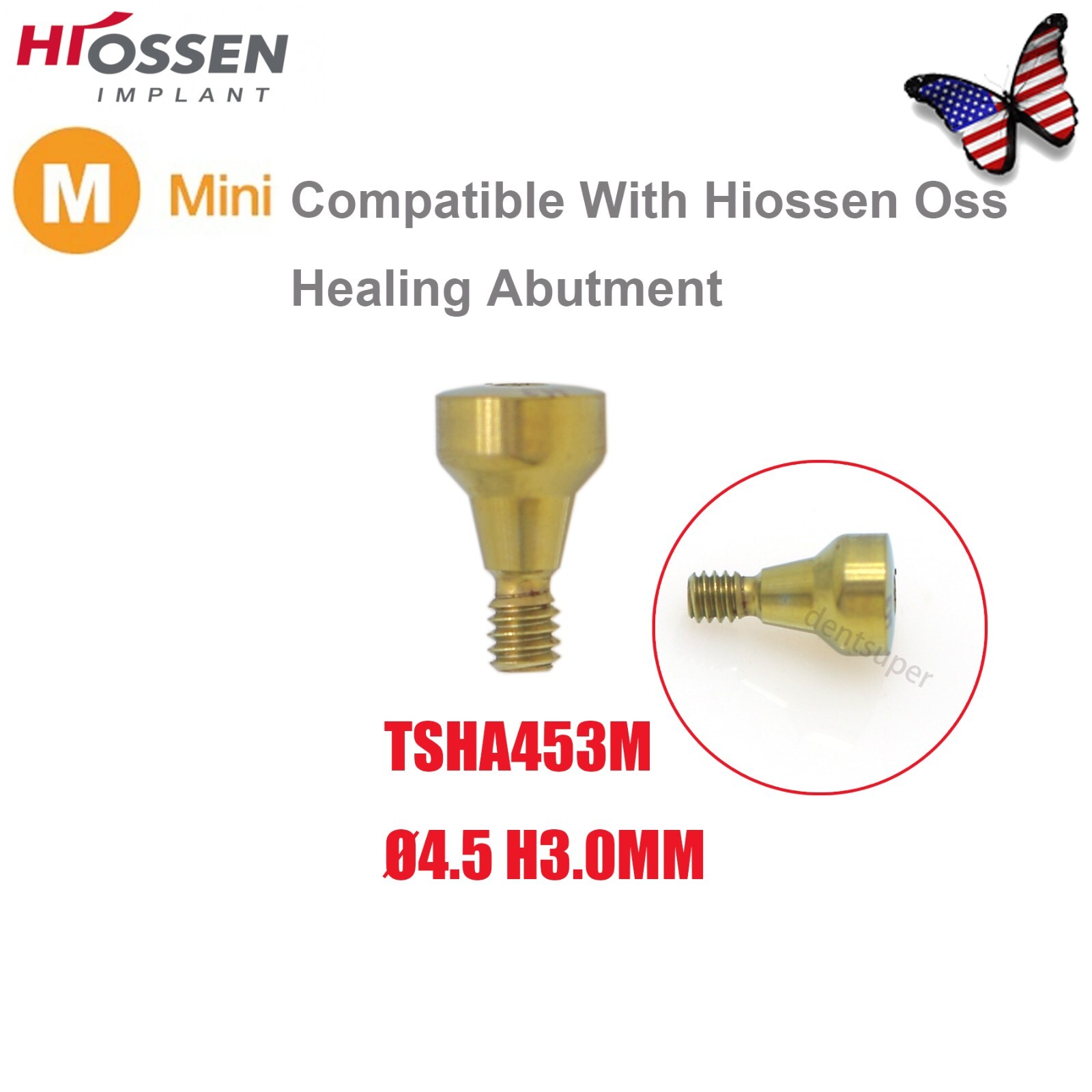 US Dental Mini Healing Abutment Cap & Cover Screw Fits Osstem Hiossen Implant