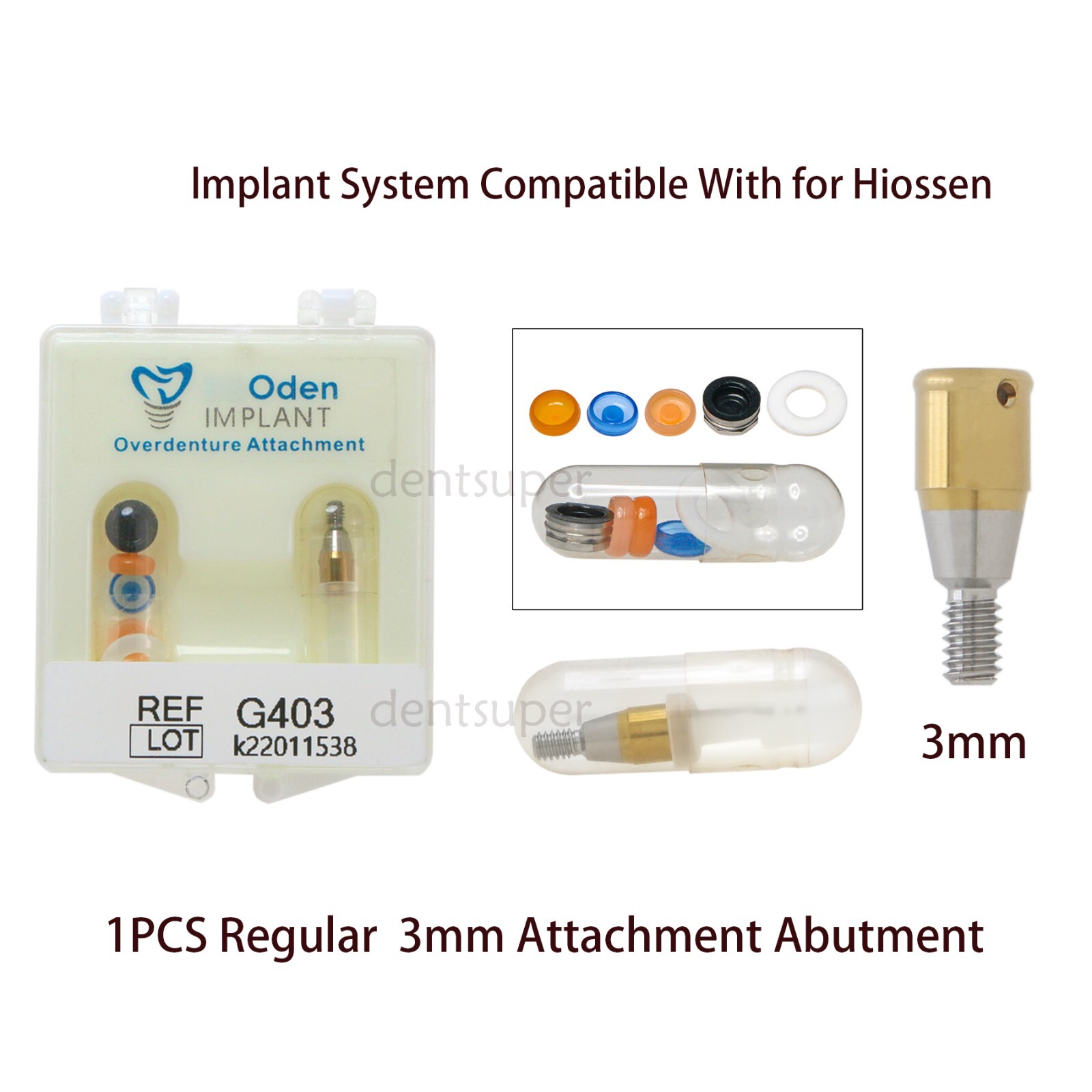 Dental Mini/Regular Core Tool Male Caps Kit Overdenture fit for Hiossen 3/4/5/mm