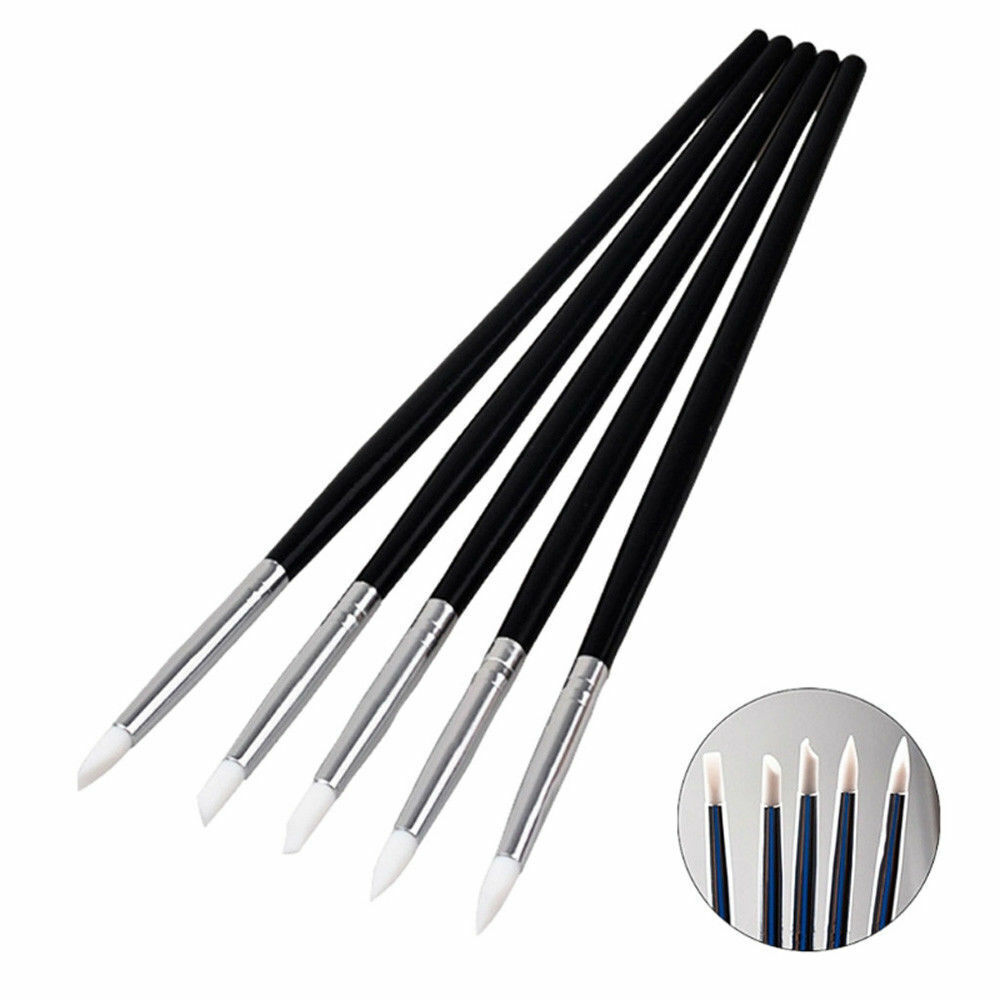 5 Pcs/Set Dental Composite Silicone Brush Pen Resin Veneer Cement Porcelain Pen