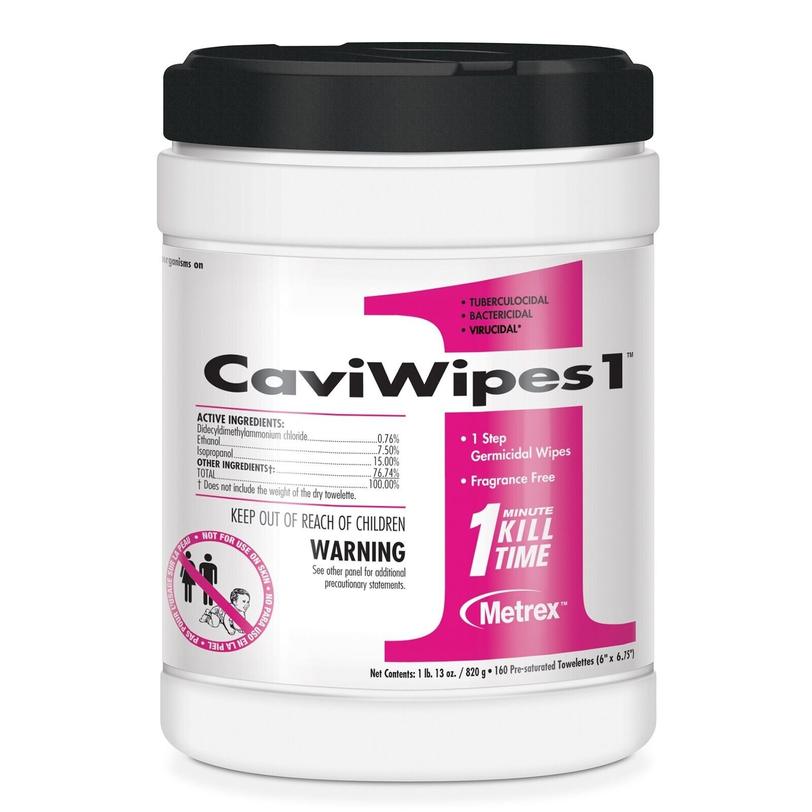 CaviWipes1 Metrex Caviwipes1 Towelettes Large 160 Canister- Case of 12, 13-5100