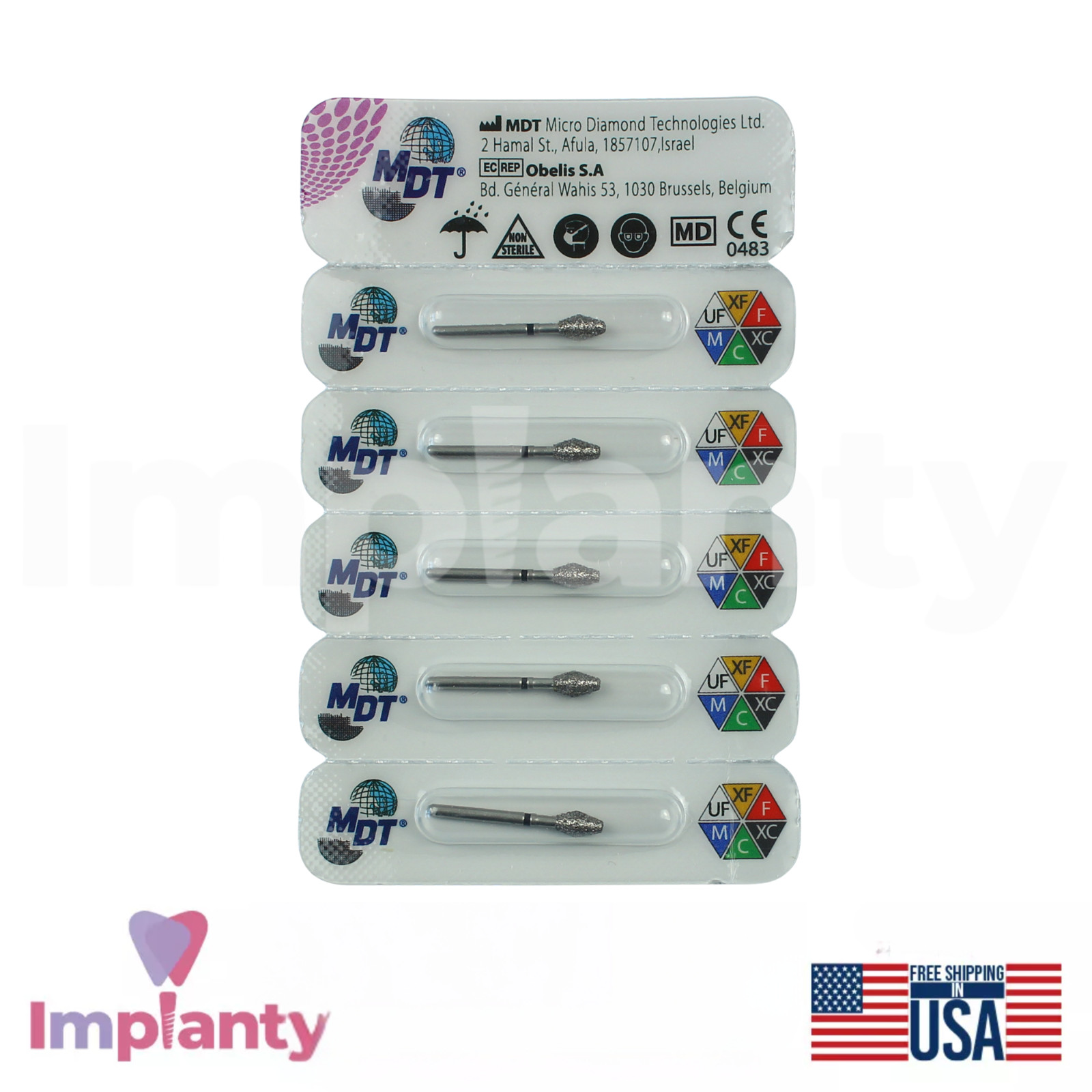 MDT Dental Barrel 039 FG Diamond Burs Material Removal Shaping Flat Surfaces