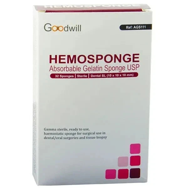 Dental HEMOSPONGE Absorbable Gelatin USP Sterile 32 Sponge Pack 10x10x10mm