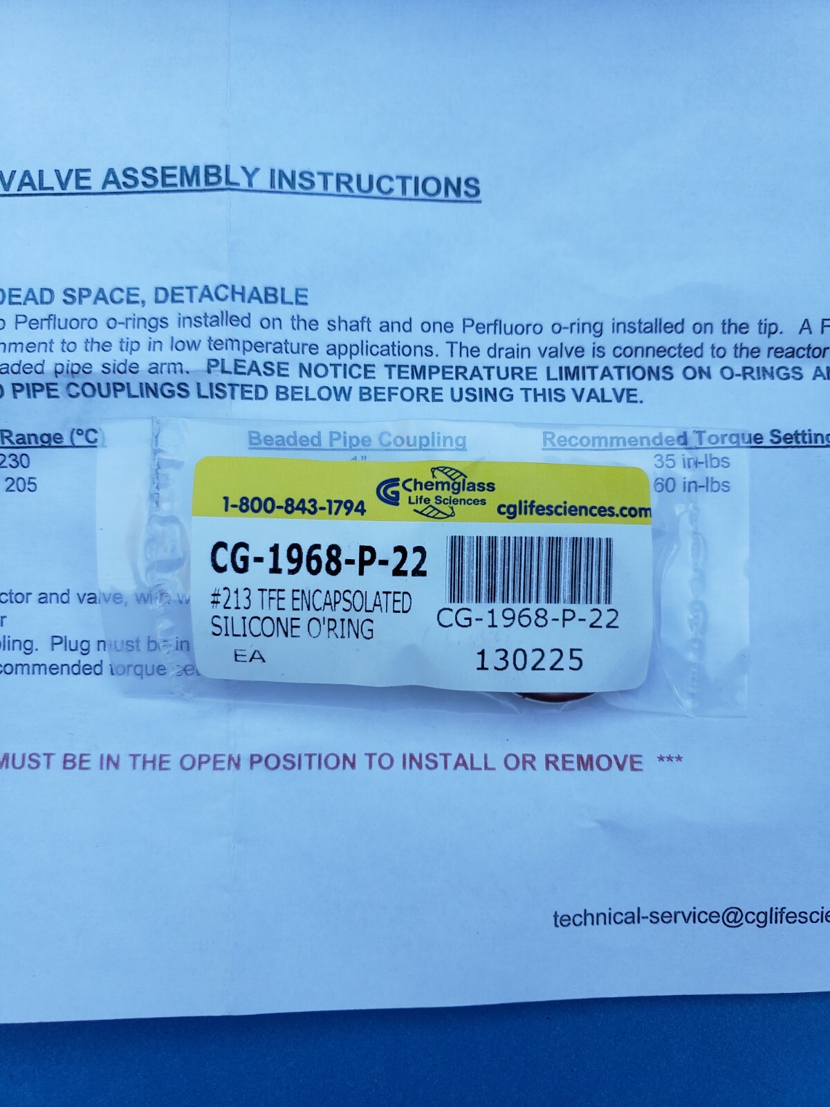 Chemglass Drain Valve Zero Dead Space CG-1968-Q-01