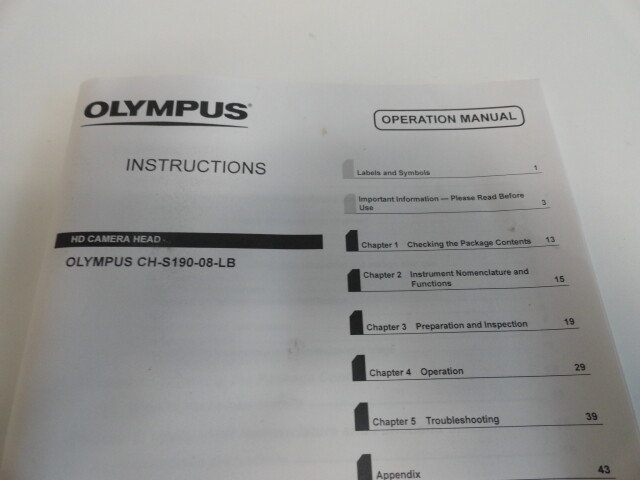 Genuine Olympus CH-S190-08-LB HD Camera Head Instruction Operation Manaul