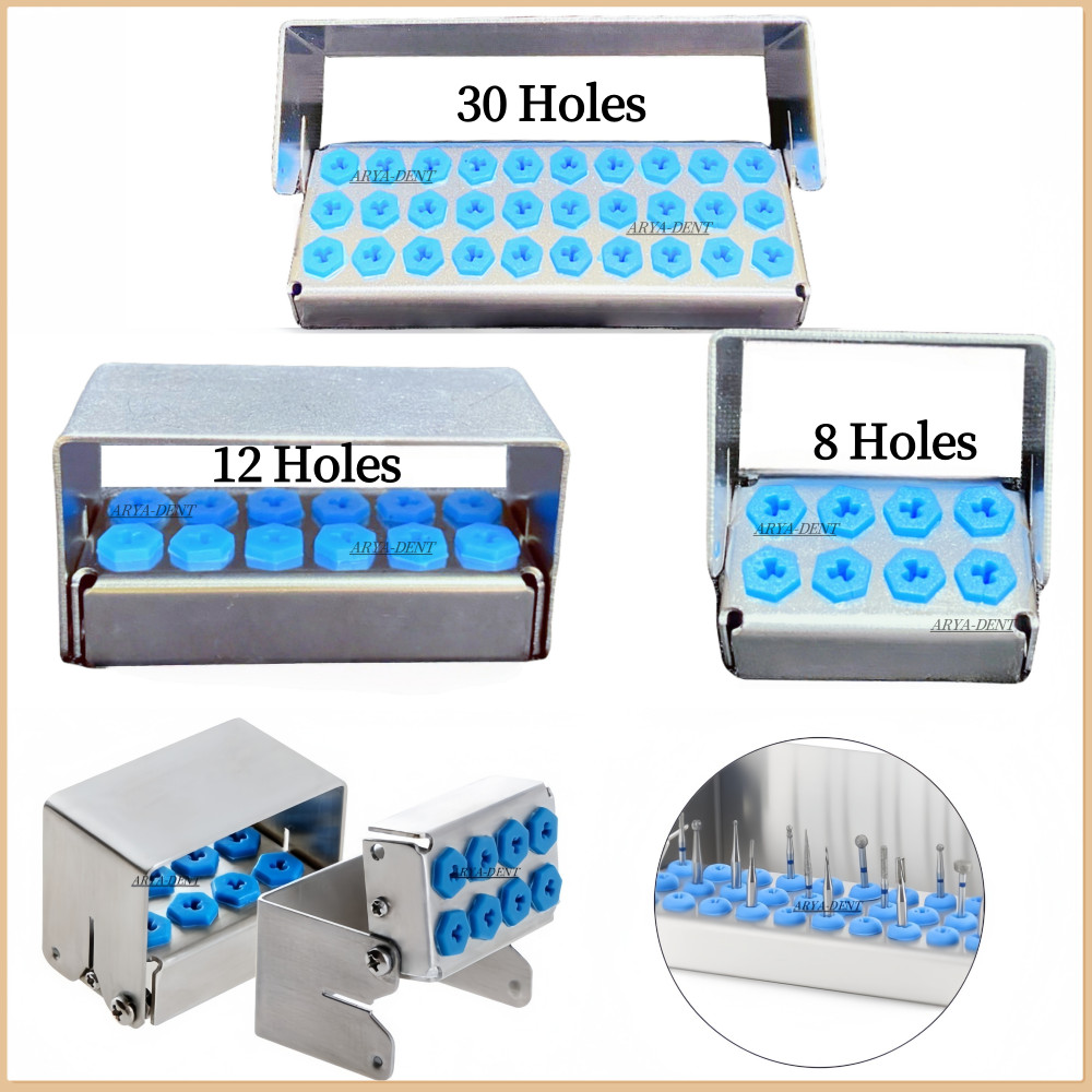 8/12/30 Holes Dental Disinfection Box Implant Drills Bur Organizer Holder Block