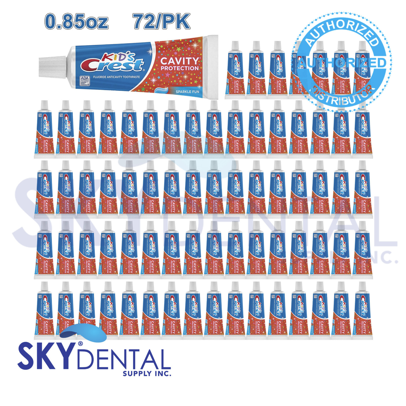 up to 72 Dental Crest Sparkle Kids Toothpaste Anti-Cavity Protect 0.85 oz each
