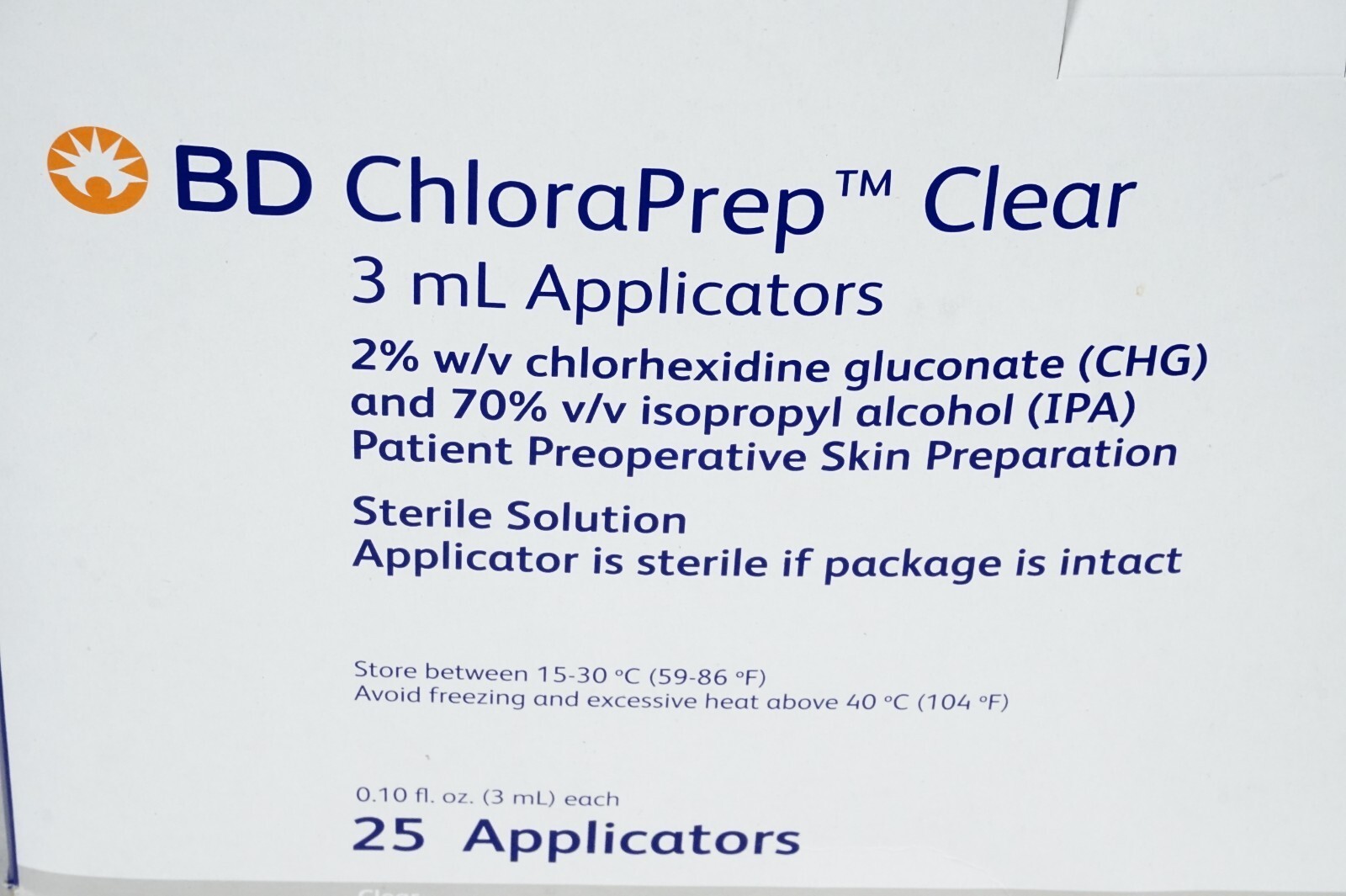 Skin Prep Solution ChloraPrep Clear 3 mL Foam Applicator BD 930400, 25/Box