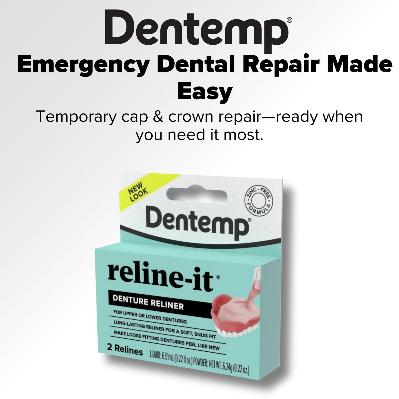 Dentemp Denture Reline Kit – Advanced Formula 2 Count (Pack of 1), clear