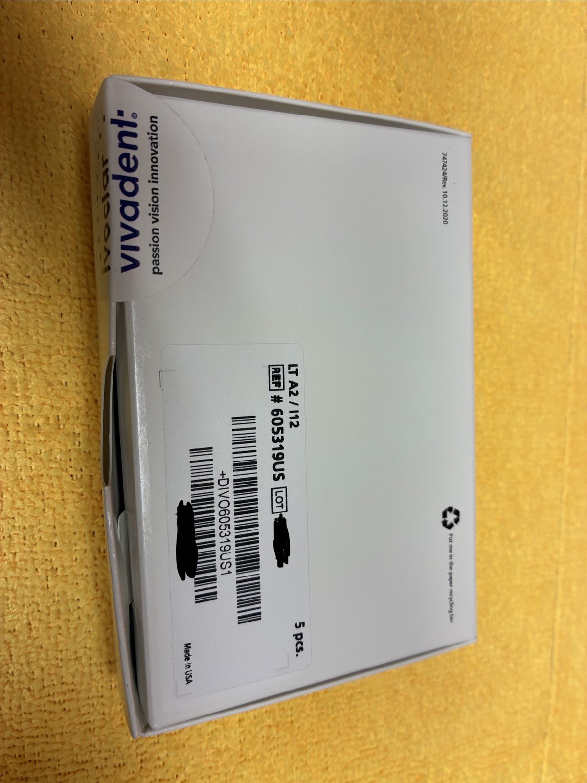 LT A2 I12 Ivoclar Emax Cad Cerec In-Lab Blocks, 5/Pack, BRAND NEW-SEALED!