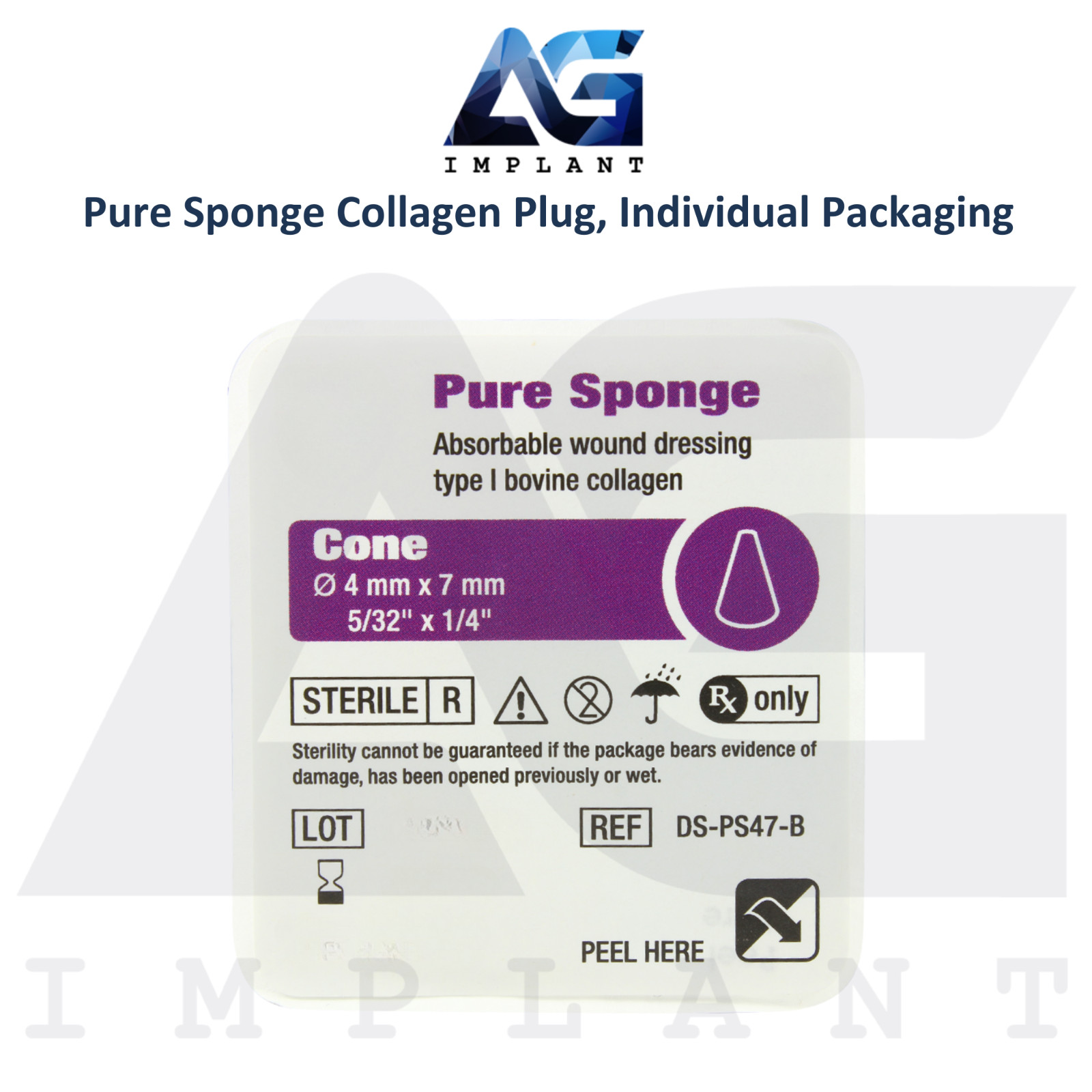 Dental Pure Collagen Sponges 10 Individually Packed Plugs Sterile Void Filling