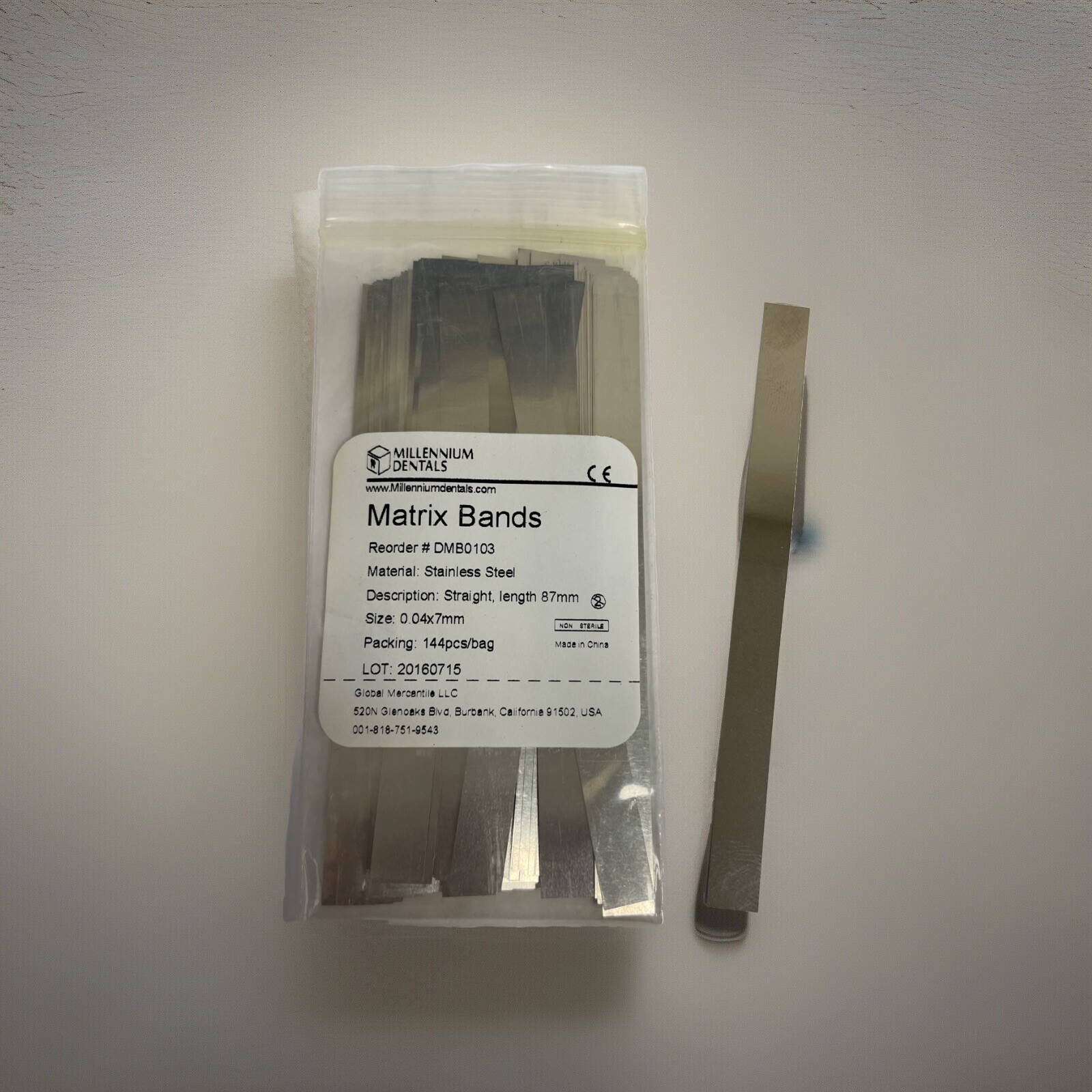 3 x MATRIX Dental Stainless Steel Bands Straight 144/pkg