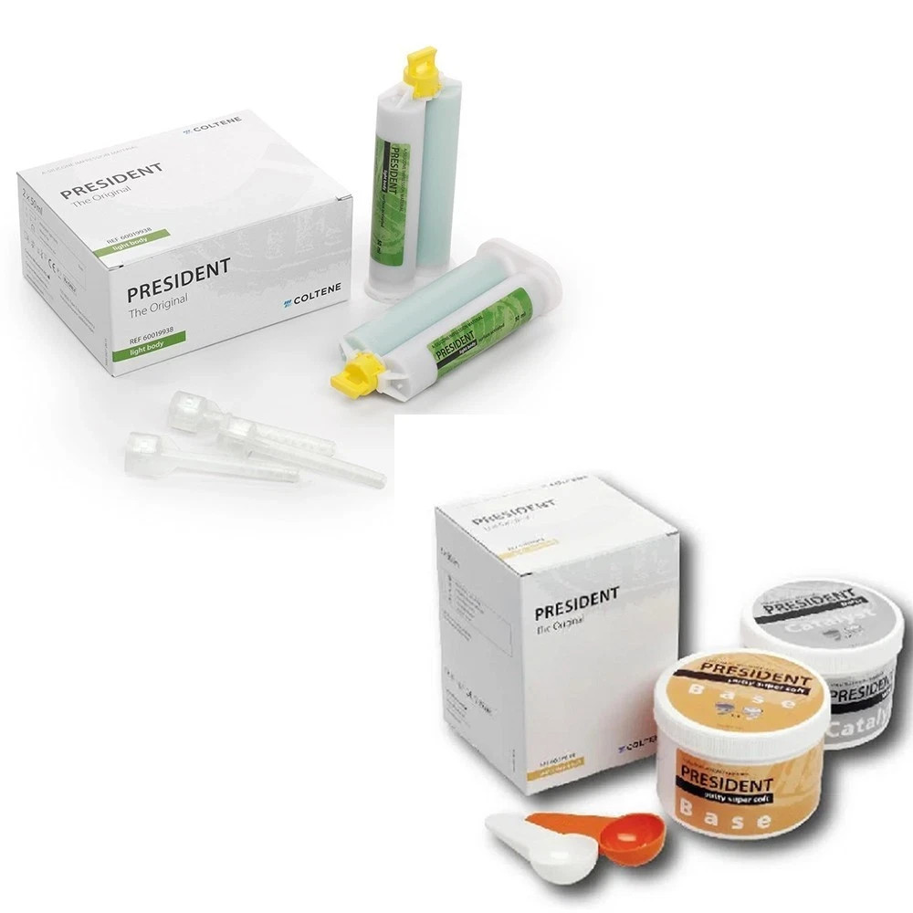 Coltene President Putty (2 X 300 ML ) and Light Body (2 X 50 ml ) and Kit FS