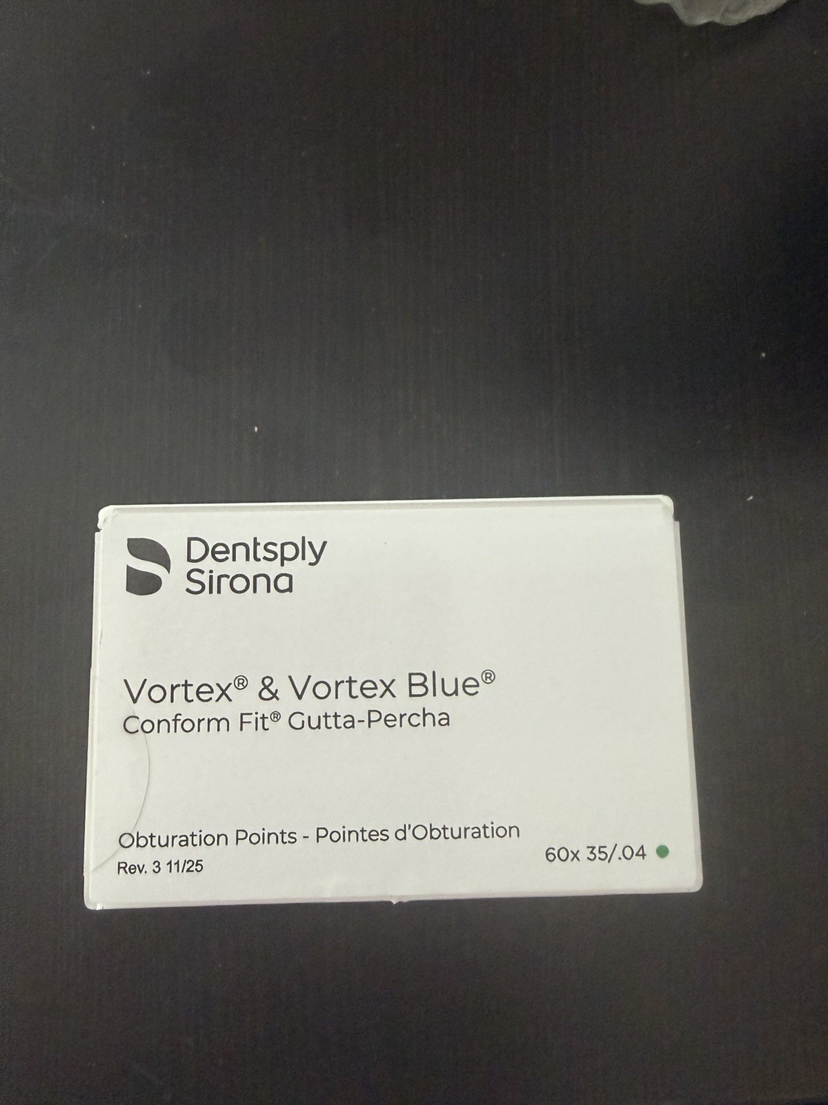 Vortex blue Conform Fit Gutta-Percha Points by Dentsply 35 0.04 Green