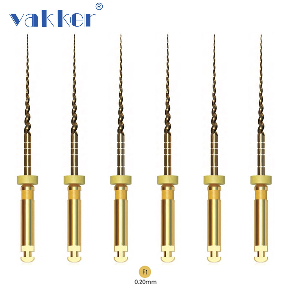 6/pk Vakker Dental Endo Rotary Files NITI Gold Taper Files Assorted 21/25/31mm