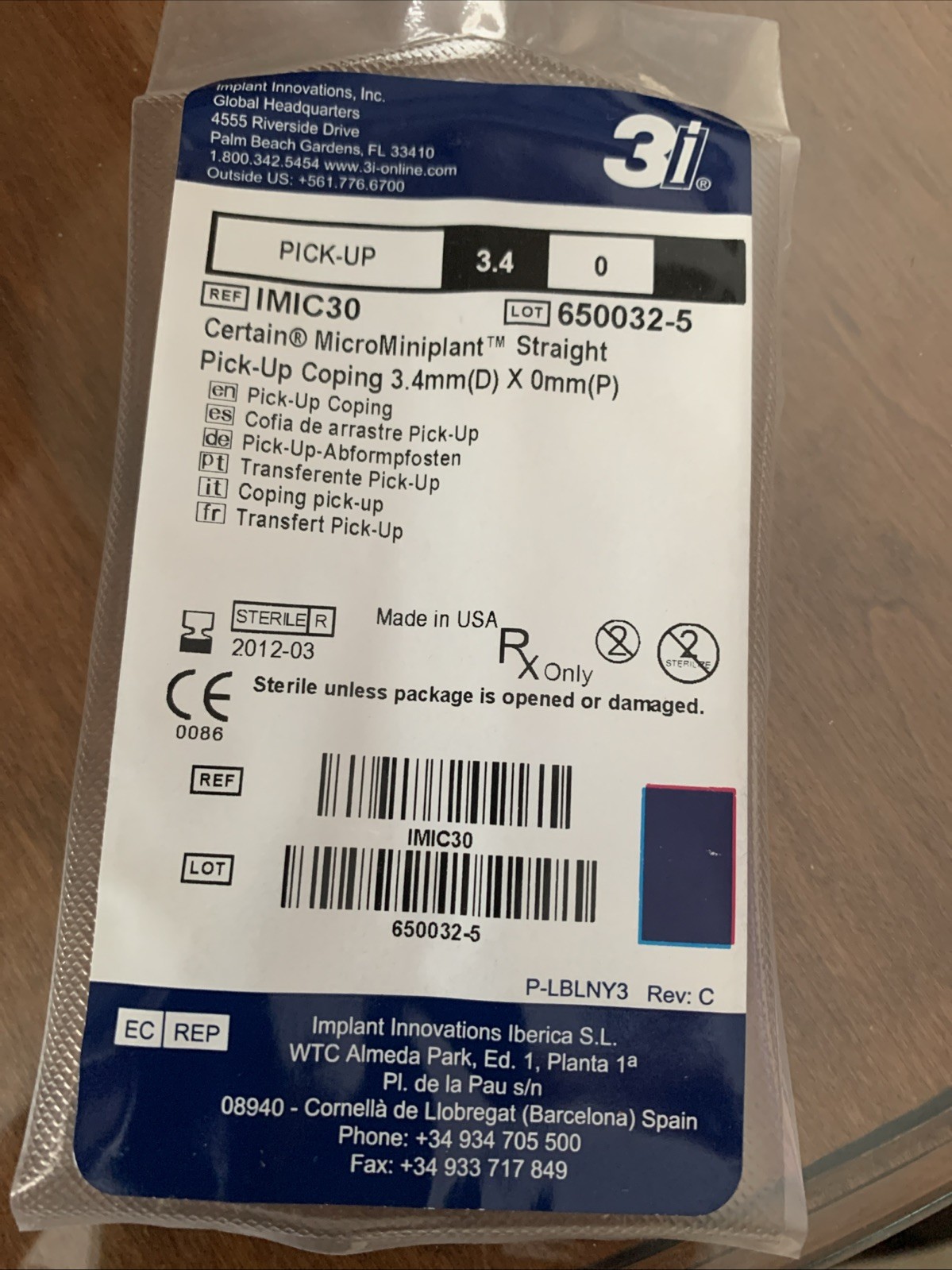 NEW! Sealed Certain MicroMiniplant Straight Pick-Up Coping 3.4m x 0mm – IMIC30