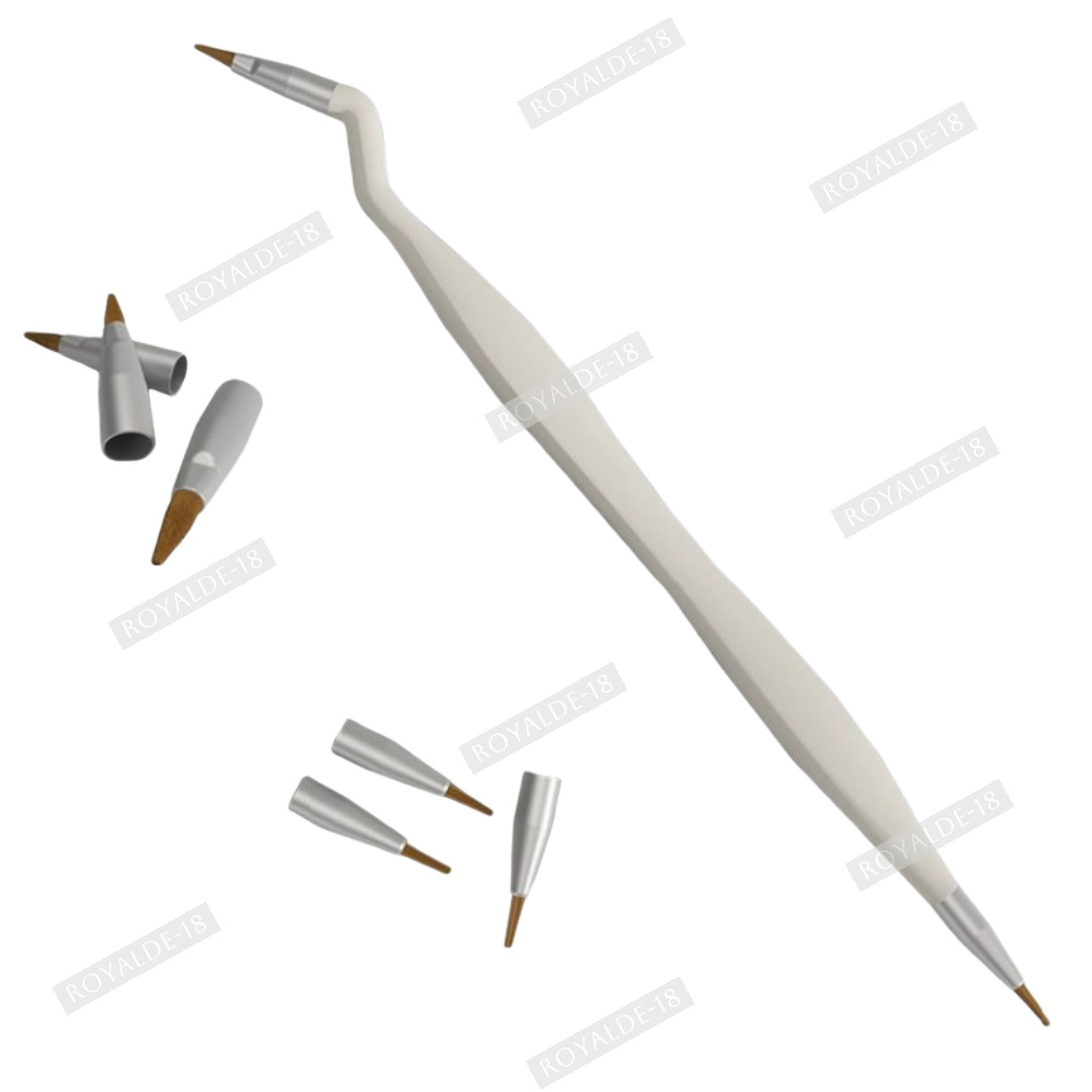 Dental Brush Pen Replaceable Brushes Tips Straight Curved Head Mini Micro Brush