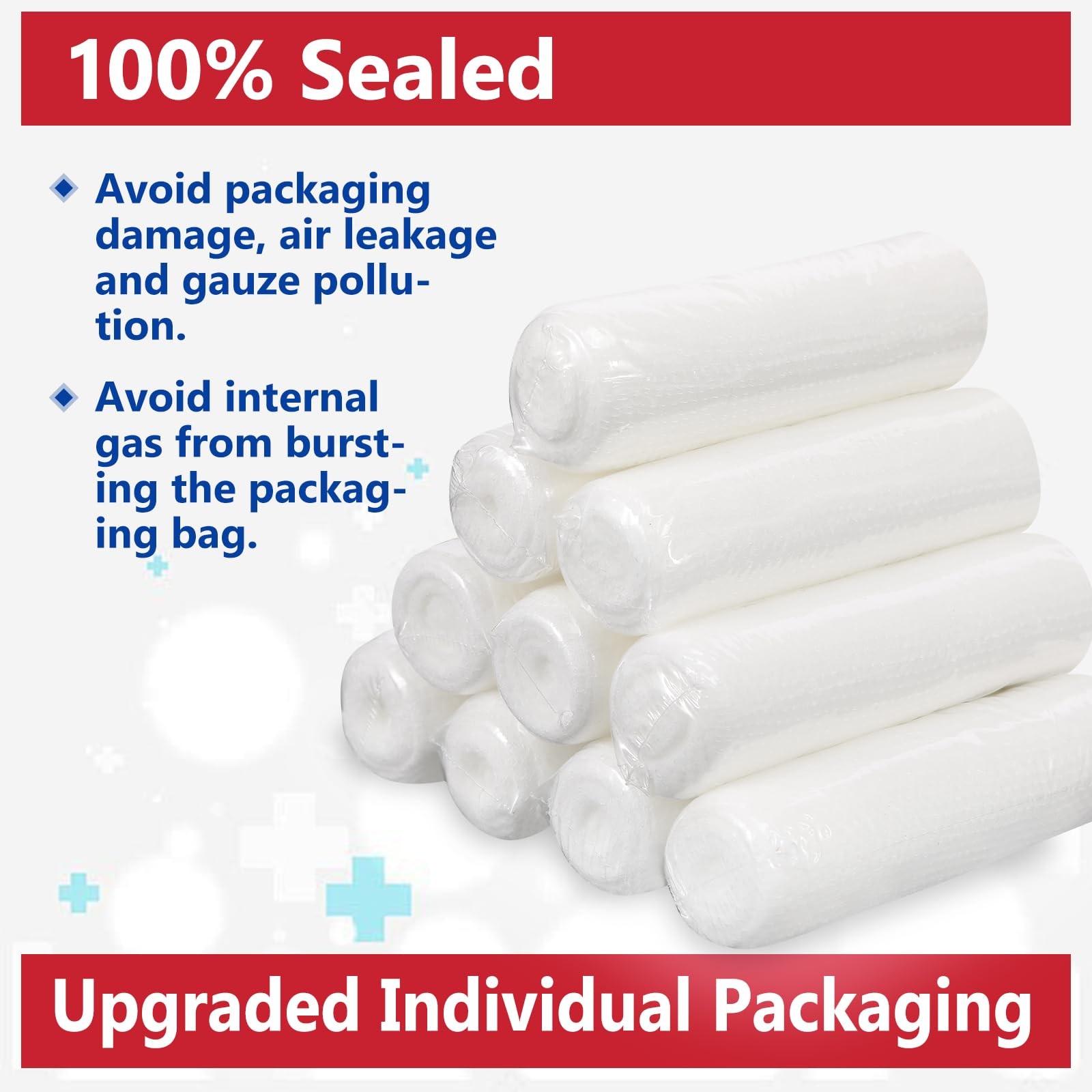 YesBes 40 Pack Gauze Rolls, 3 in x 4.1 Yards, 3 Inch x yards, 40