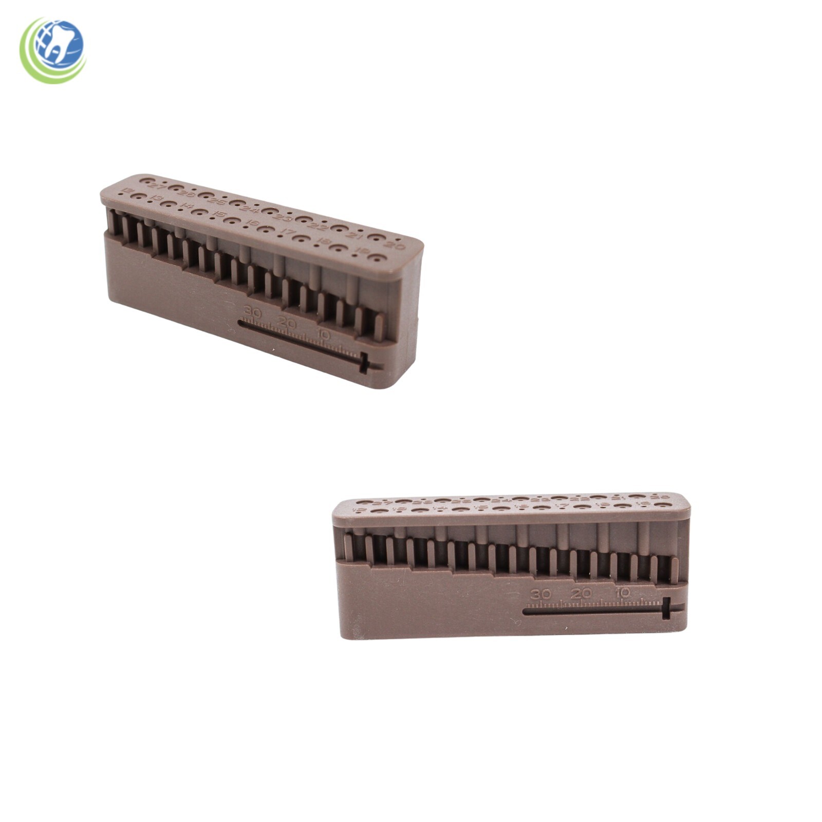 2 X Endo Measuring File Block Holder W/ Measuring Ruler Brown Autoclavable
