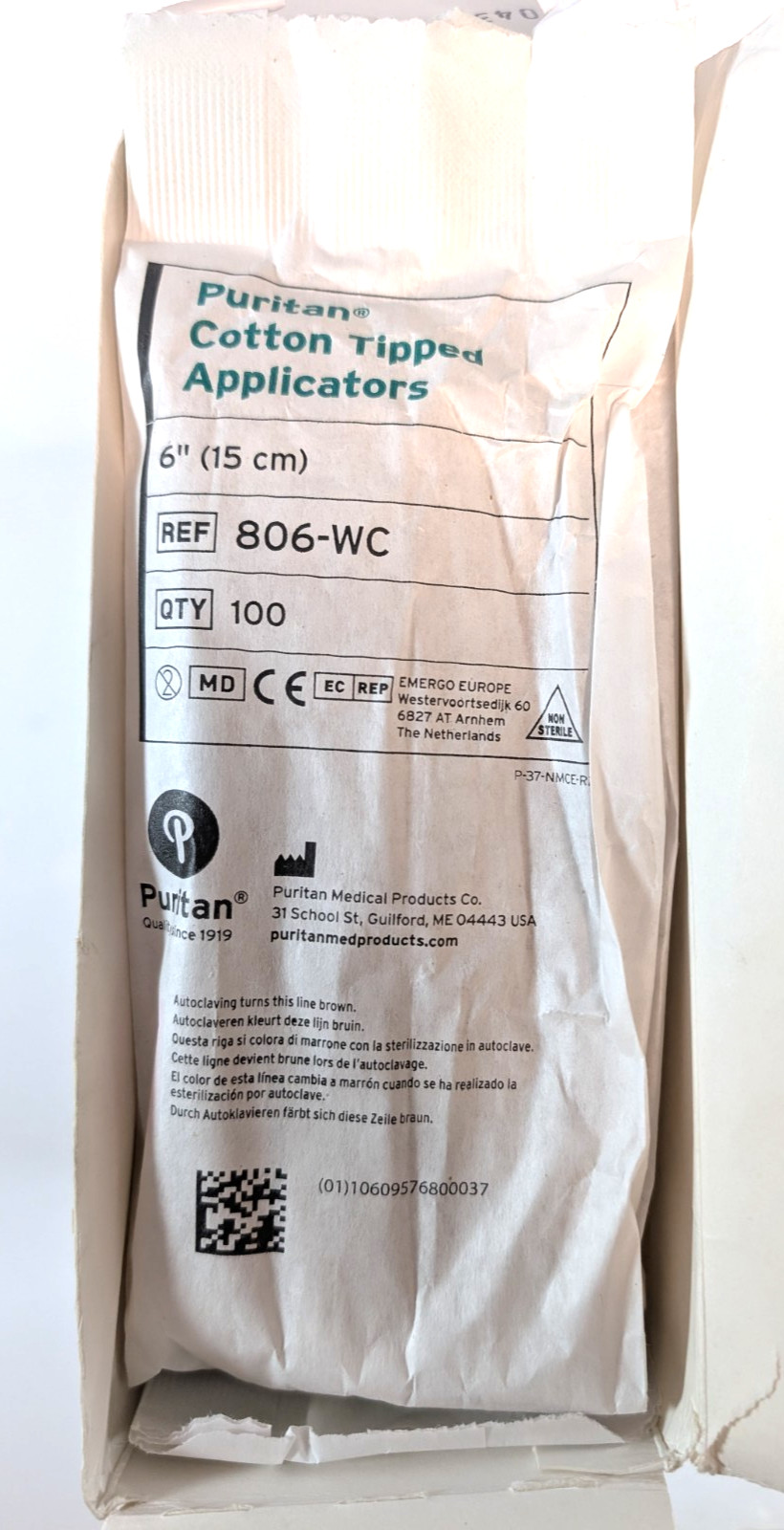 Puritan REF 806-WC Cotton Tipped Applicators 6″ 1000 PCS