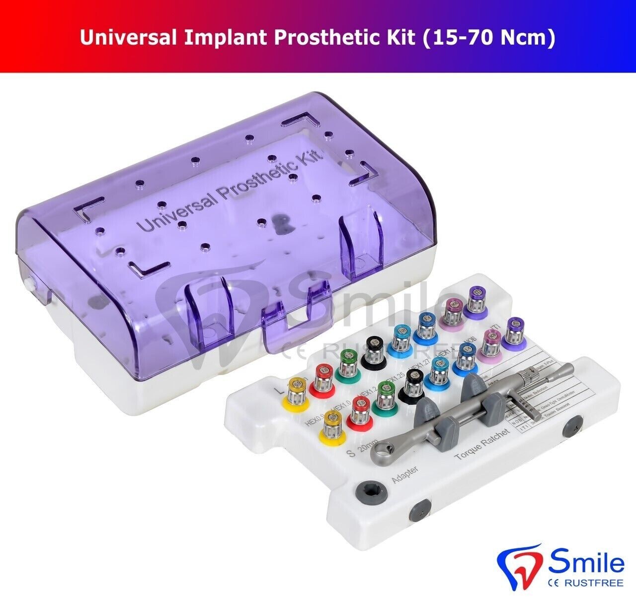 Universal Implant Abutment Ratchet Torque Wrench 16 Drivers Kit 15-70 Ncm CE