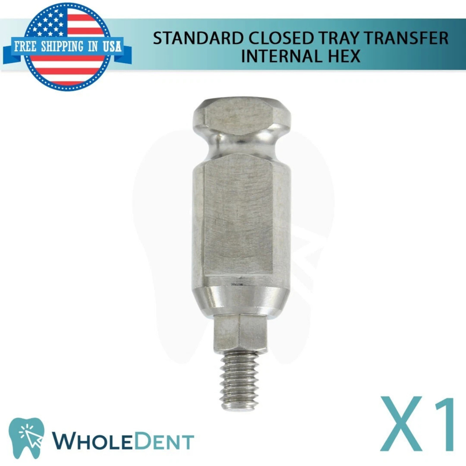 1x Dental Transfer Coping Closed Tray Int Hex 2.42mm Standard Platform