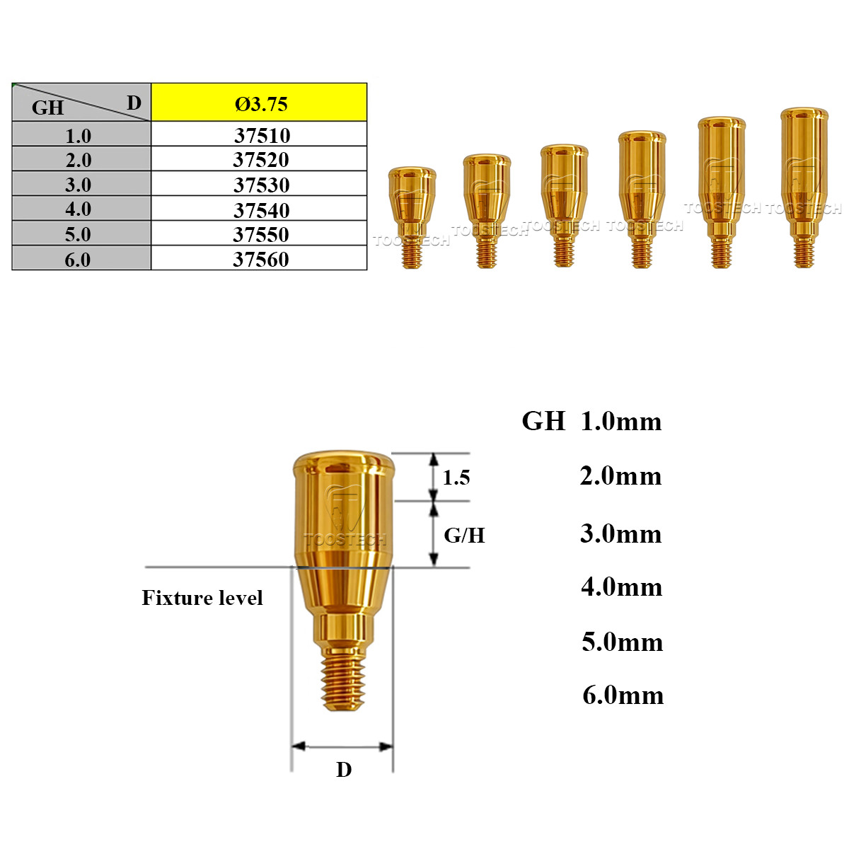 Locator Abutment Locator Core Tool fits to Astra Tech EV 4.2 GH1~GH6mm