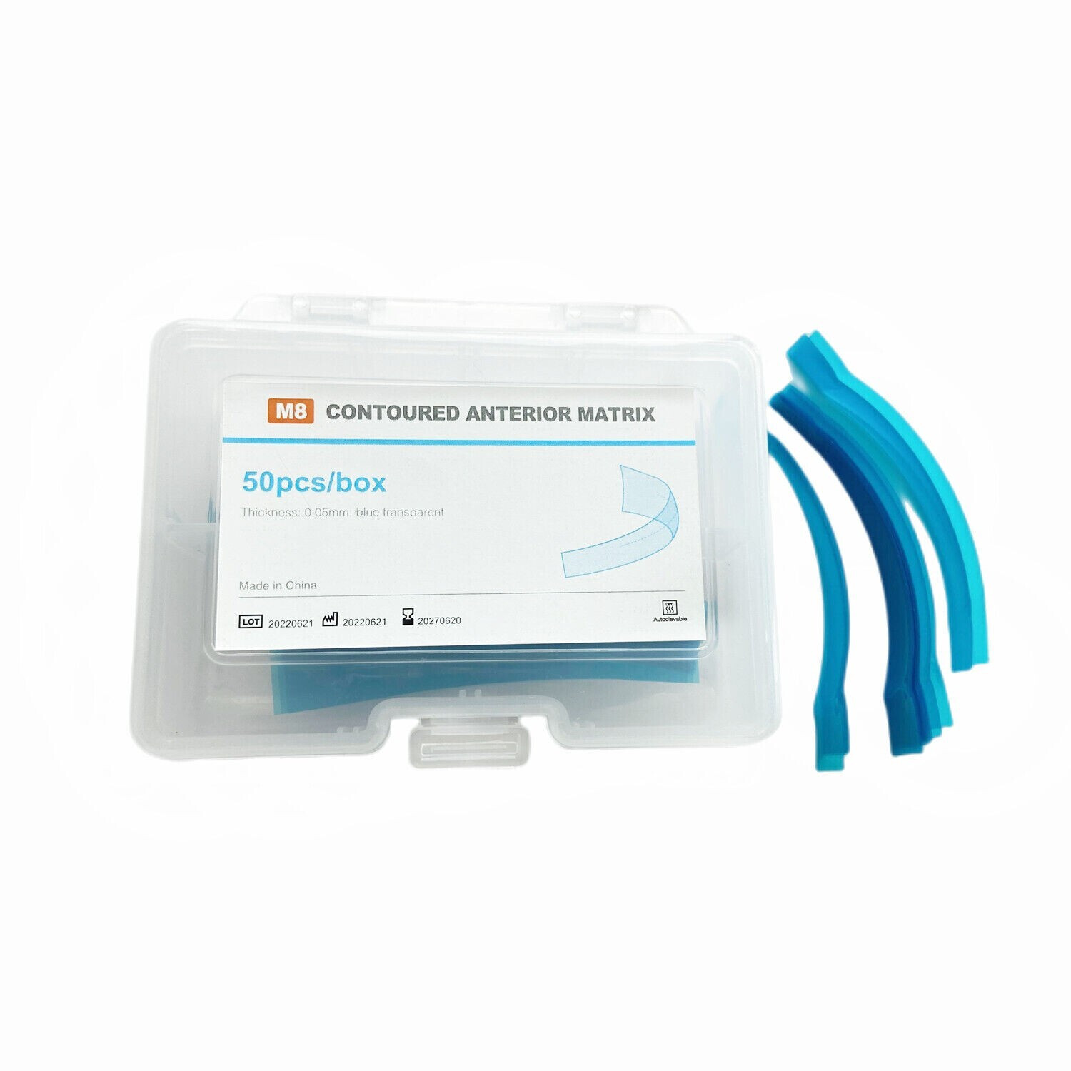 5Box Dental Metal Anterior Matrices Cervical Matrix Strip Resin 0.05mm Blue Tool