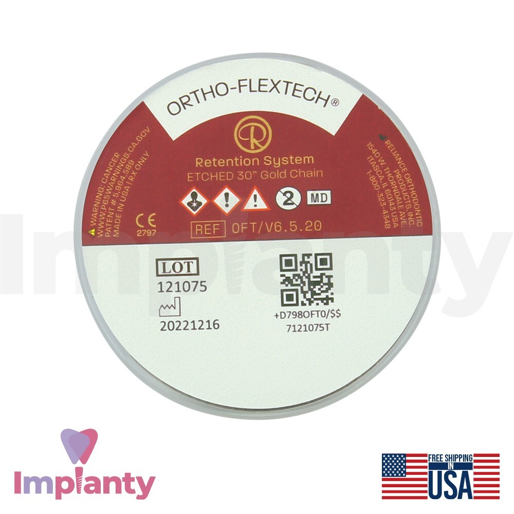 Reliance Dental Orthodontic Lingual Flextech White Gold 14K Retainer Wire 76cm