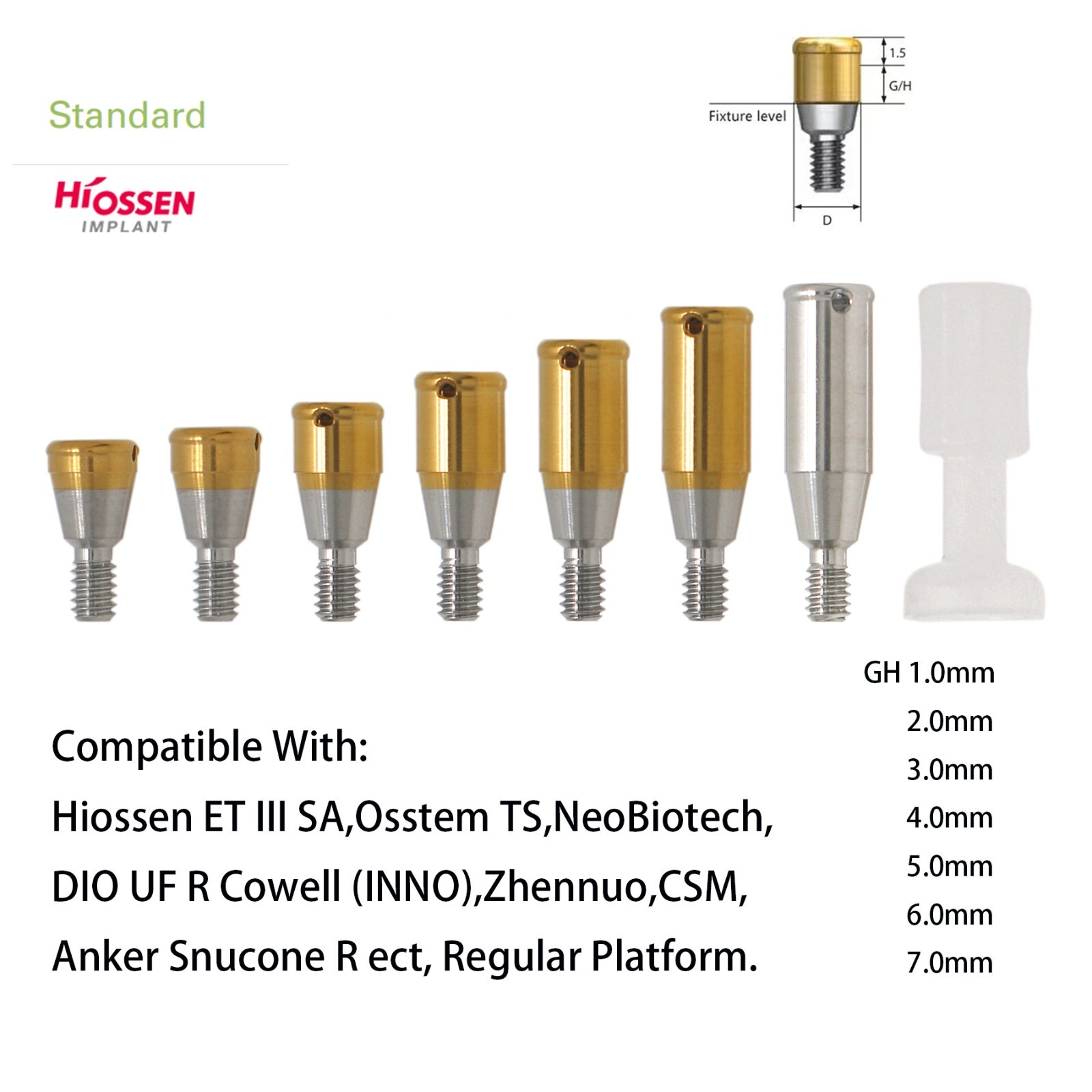 US Overdenture Locator Abutment Fits Hiossen/Nobel/Adin/Zimmer TSV/MIS Platform