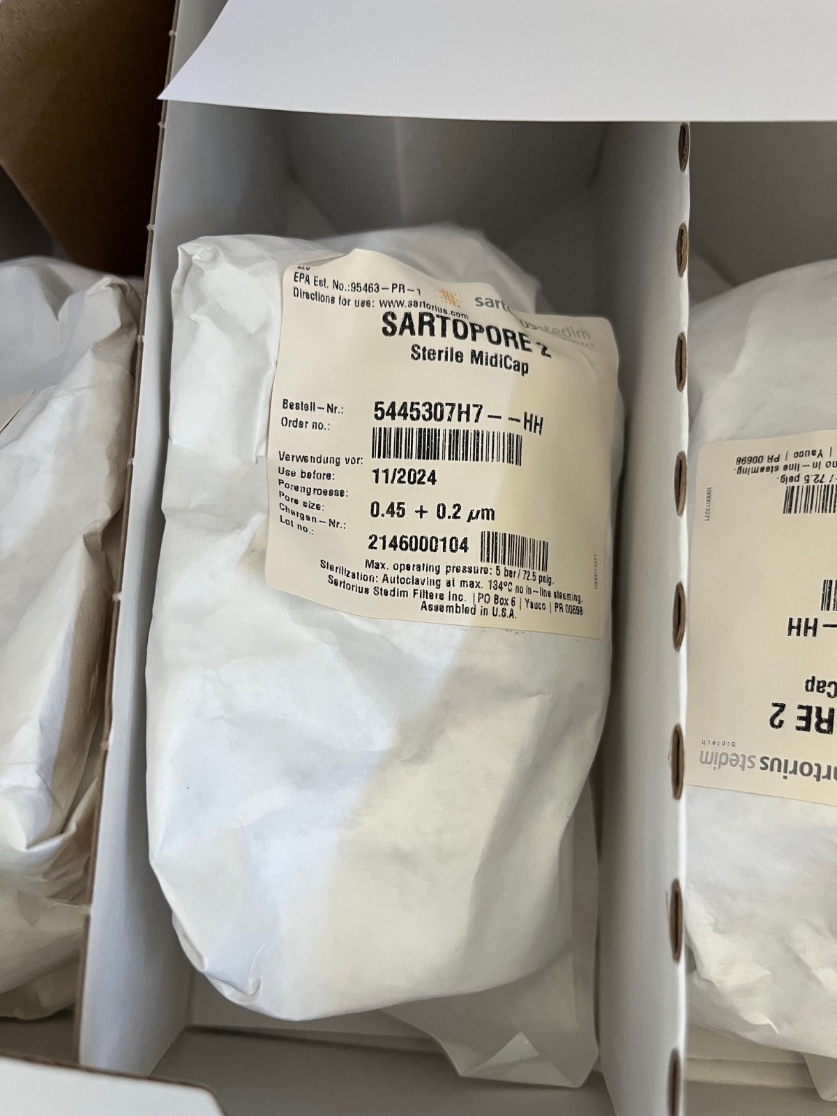 SARTORIUS Sartopore 2 Strl Midicap 0.45 + 0.2um, 5445307H7–HH–A, 4pk Exp 01/25