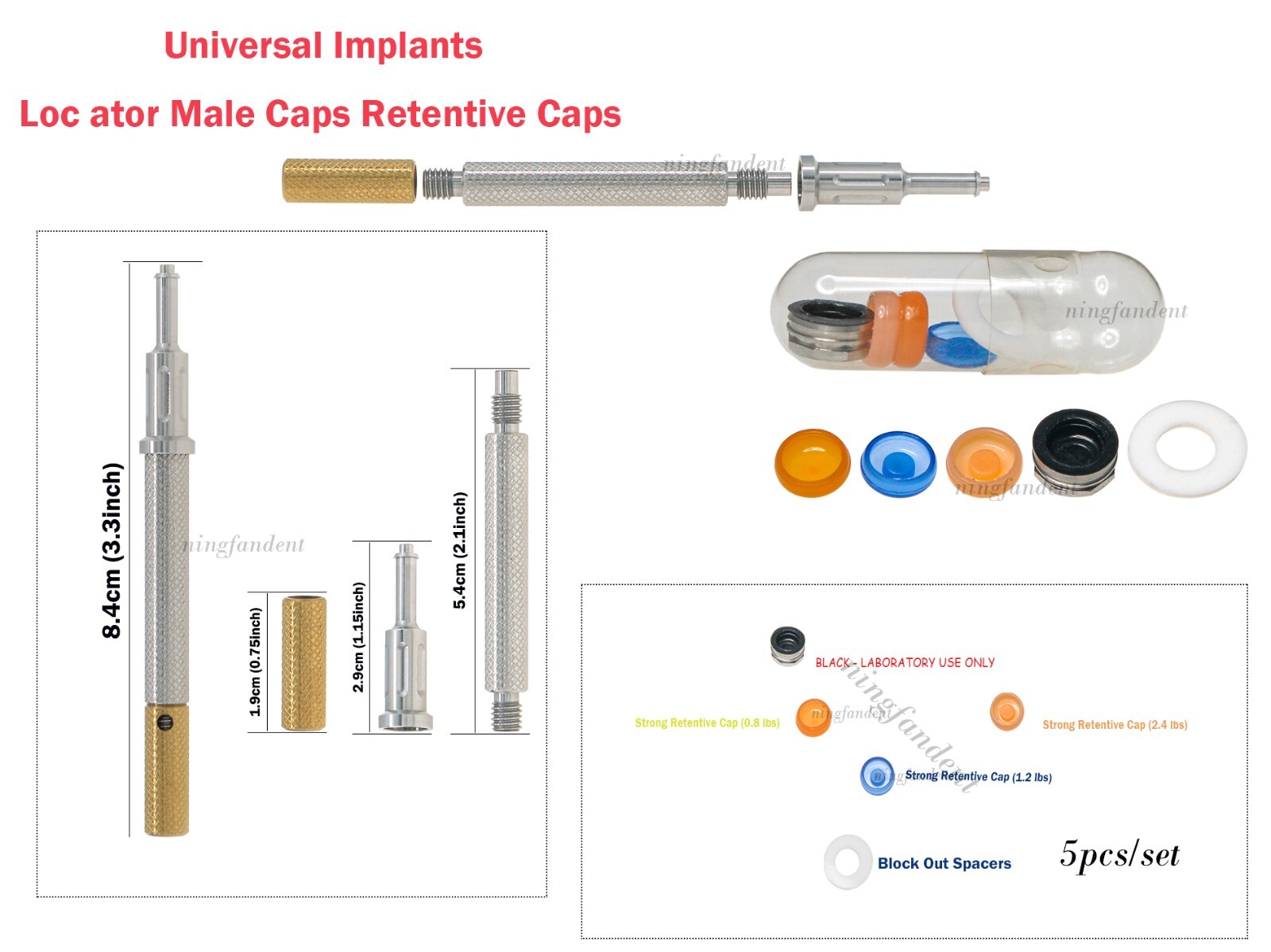 US Universal Dental Attachment Retentive Caps Insertion Extraction Tool