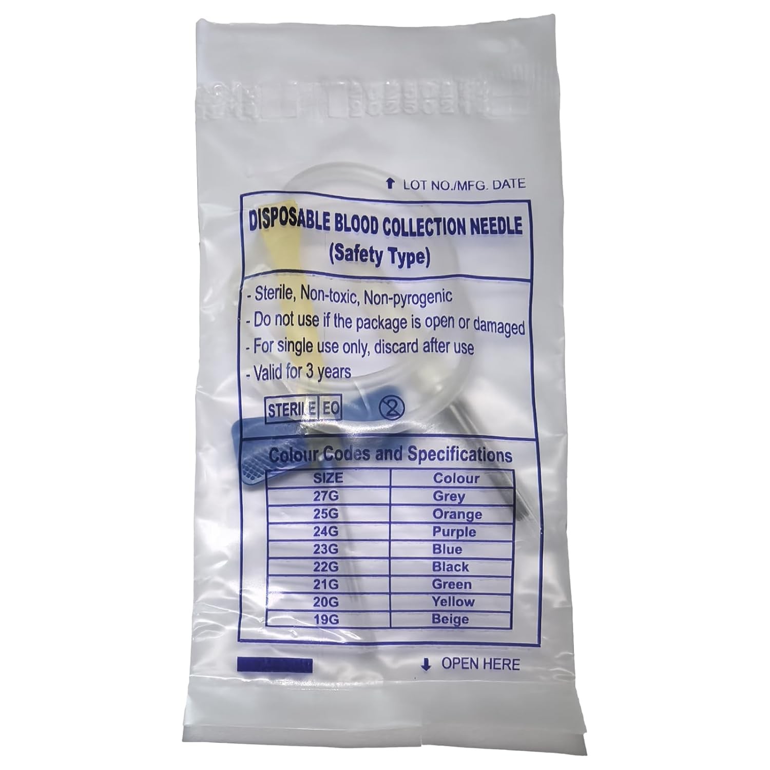 50Pc Disposable 23G Double Wings Shape Blood Collection Tips with Luer Connector