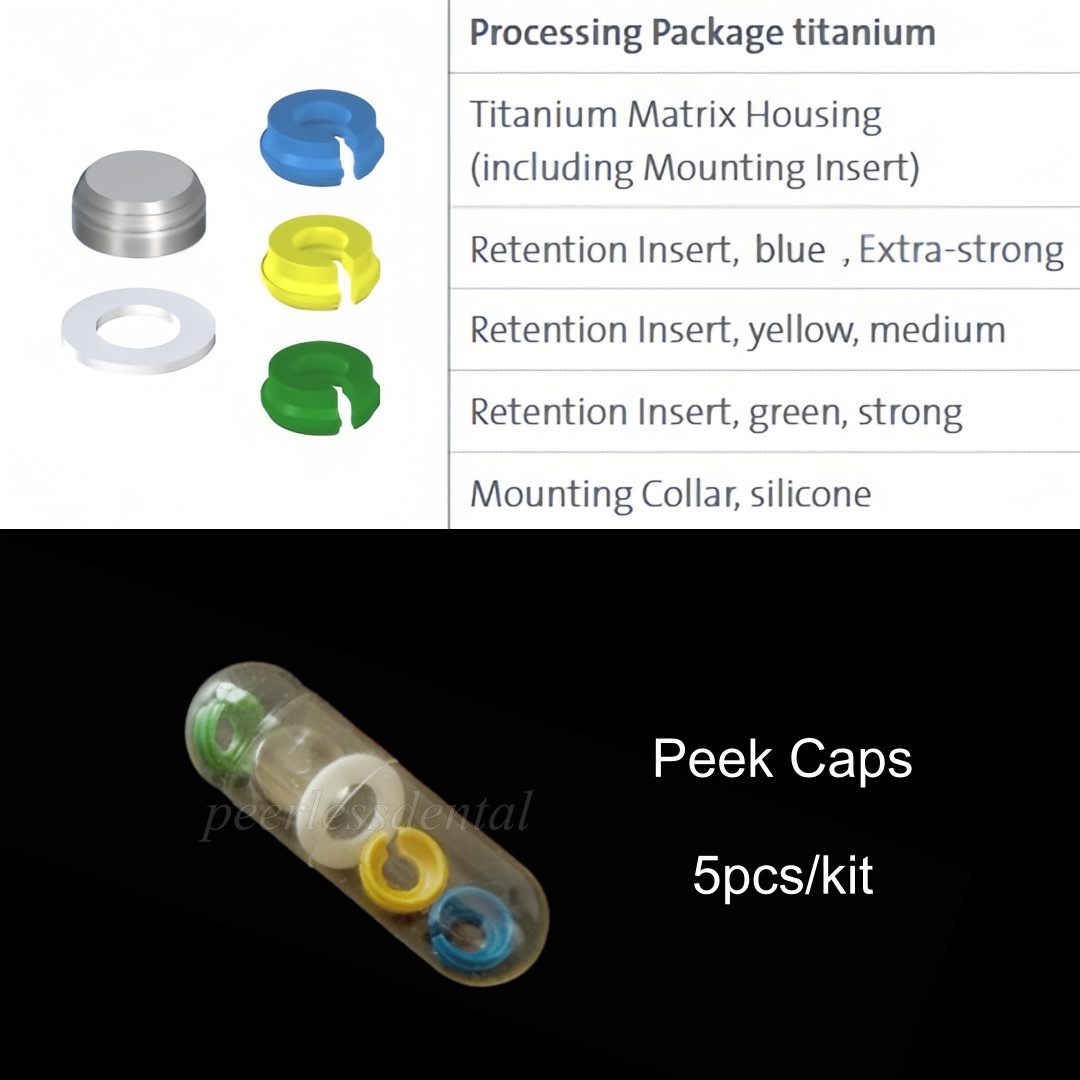 5Pcs/kit Novaloc Type PEEK Cap Matrix Titanium Housing Caps Retention Insert Cap