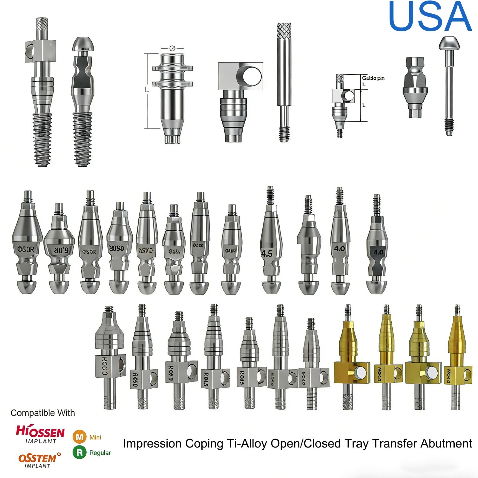 Dental Prosthetic Hiossen ET ScanBody impression coping Lab analog straight part