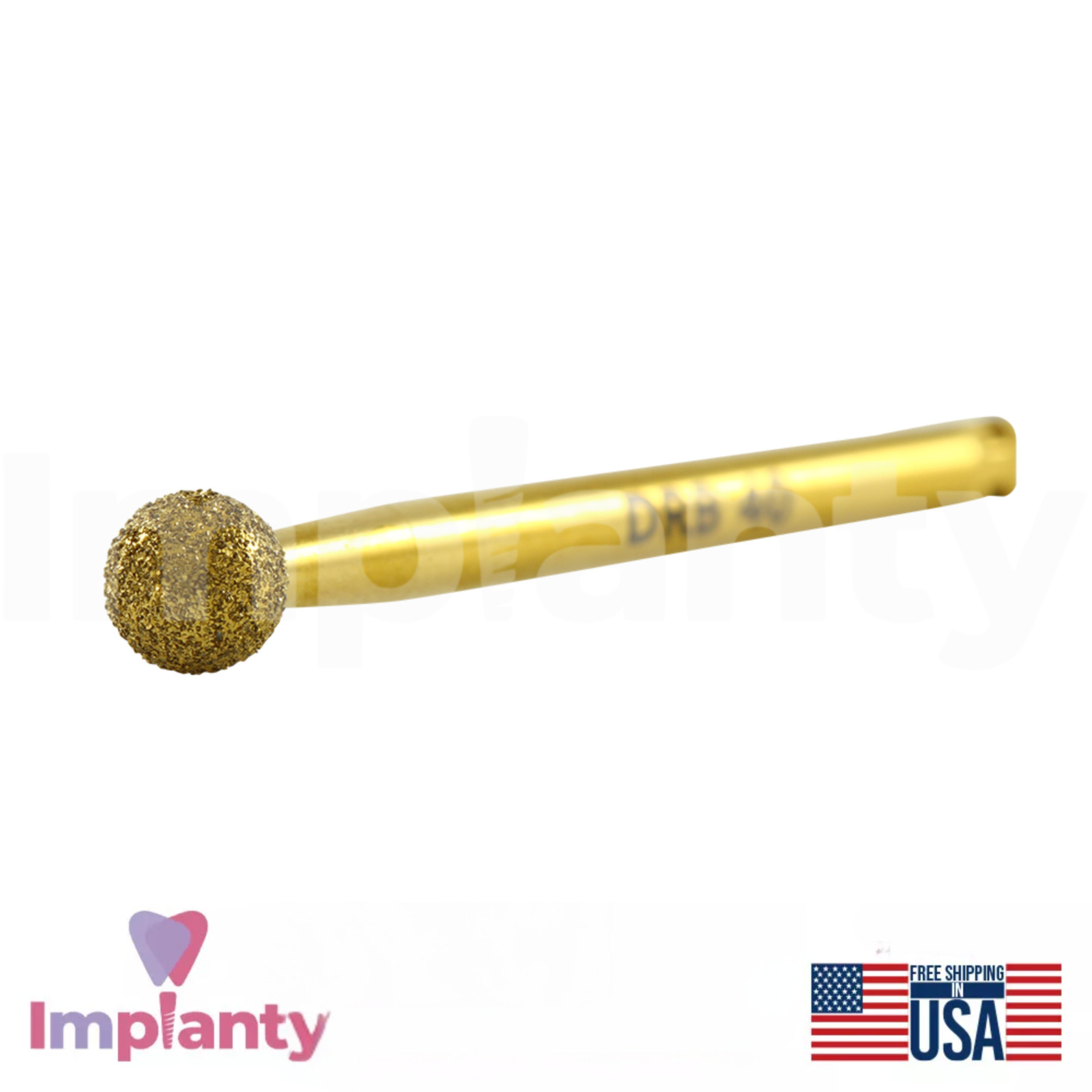 GDT Dental Gold Diamond Grits Round Ball Head Bur Ø4.0mm Stainless Steel