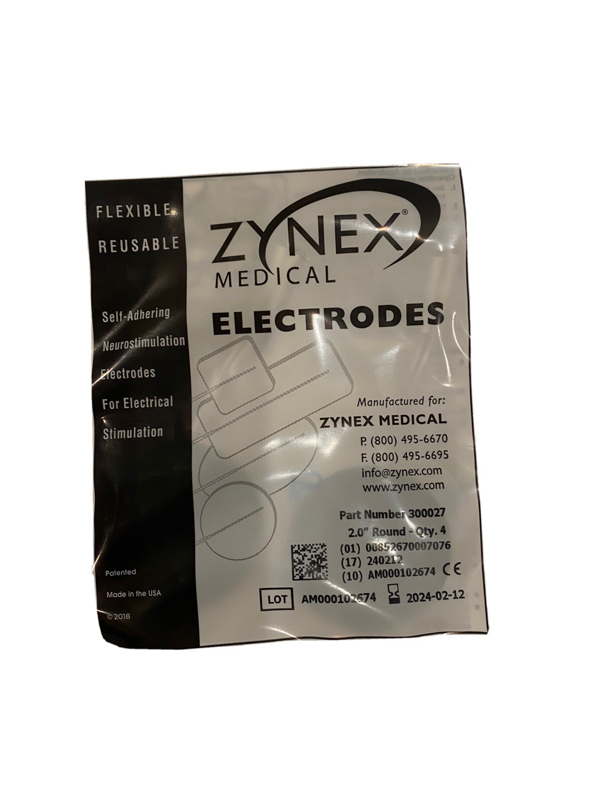 Zynex Electrodes, 2″ x 2″, White Cloth, Reuseable Self Adhering For Tens