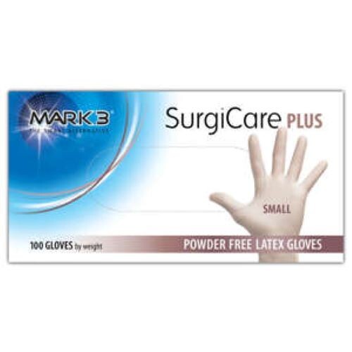 SurgiCare Plus Latex Exam Gloves, 100/Box, Medium, 5 Boxes, MARK3, 100-1912-5