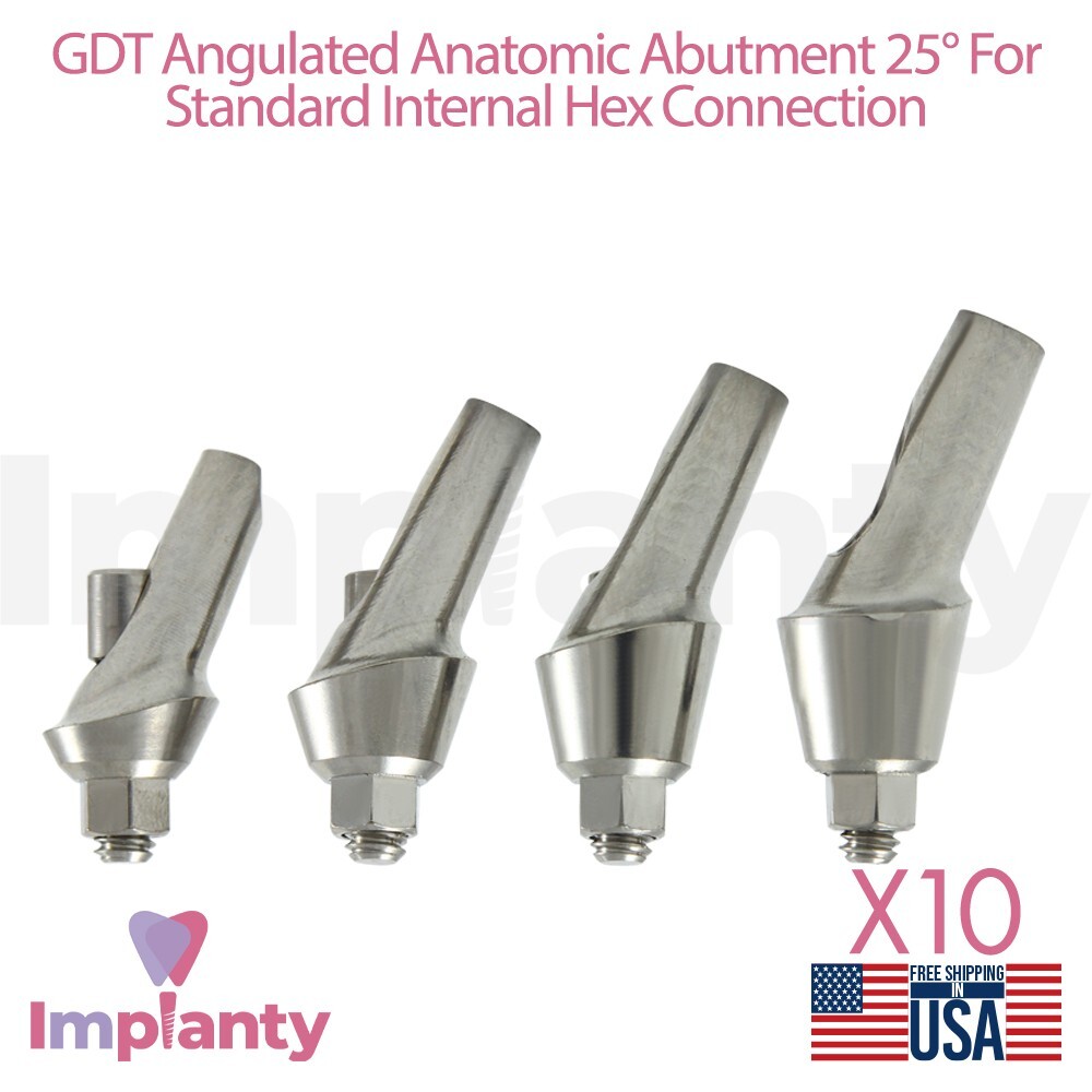 10x Dental Anatomic Angulated Prosthetic 25° Int Hex 2.42mm Dentistry Tool