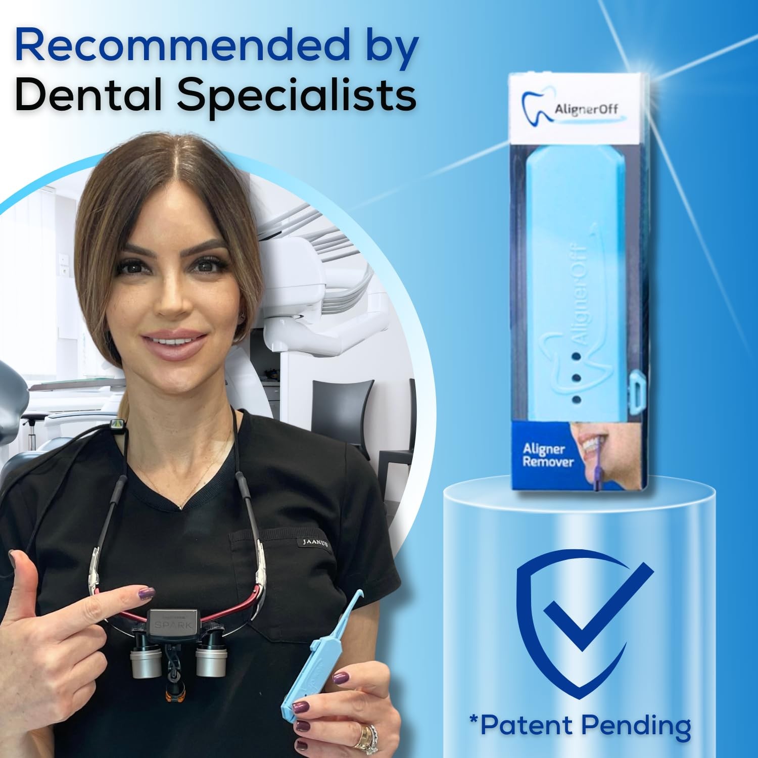 AlignerOff Retractable Aligner Removal Tool – Hygienic Clear Small, Blue
