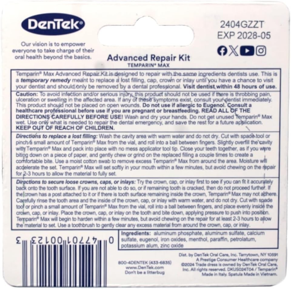 Temparin Max Dental Repair Kit – 13+ Repairs, Emergency Tooth Fix Solution