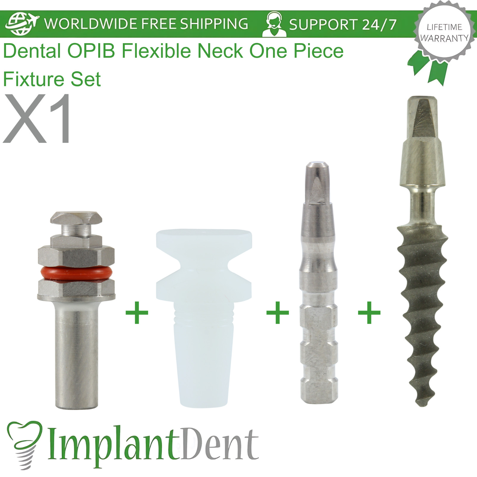 Dental OPIB Flexible Neck One Piece Titanium Fixture Set Immediate Loading