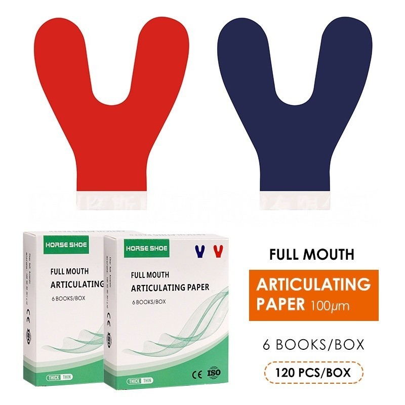 Horseshoe Dental Articulating Paper Red &Blue Occlusion Marking Paper 120Pcs/Box