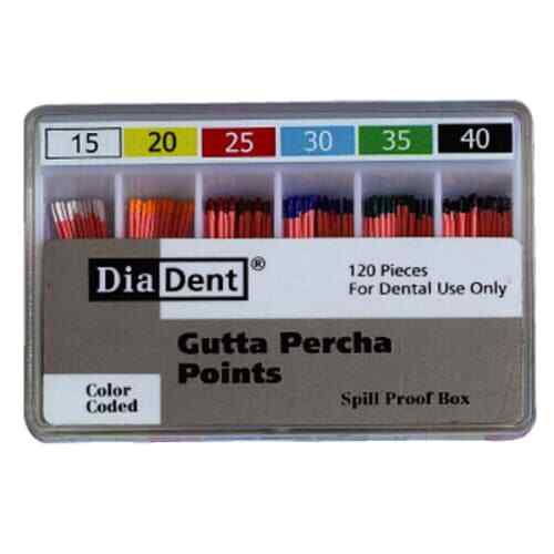 DiaDent #30 Gutta Percha Points Spillproof (120/box) ISO-sized, non-marked