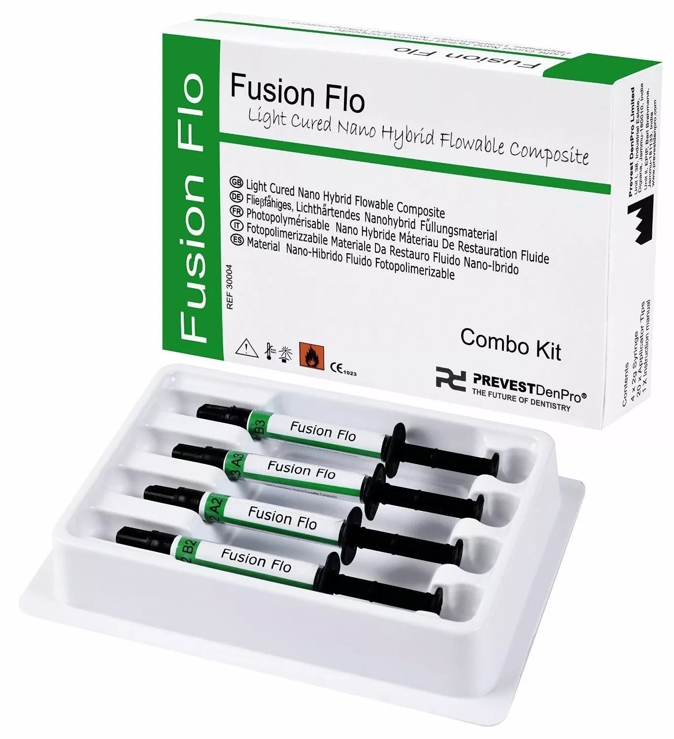 Fusion Flo Light Cured Kit Universal Nano Flowable Dental Composite 4X Syringes