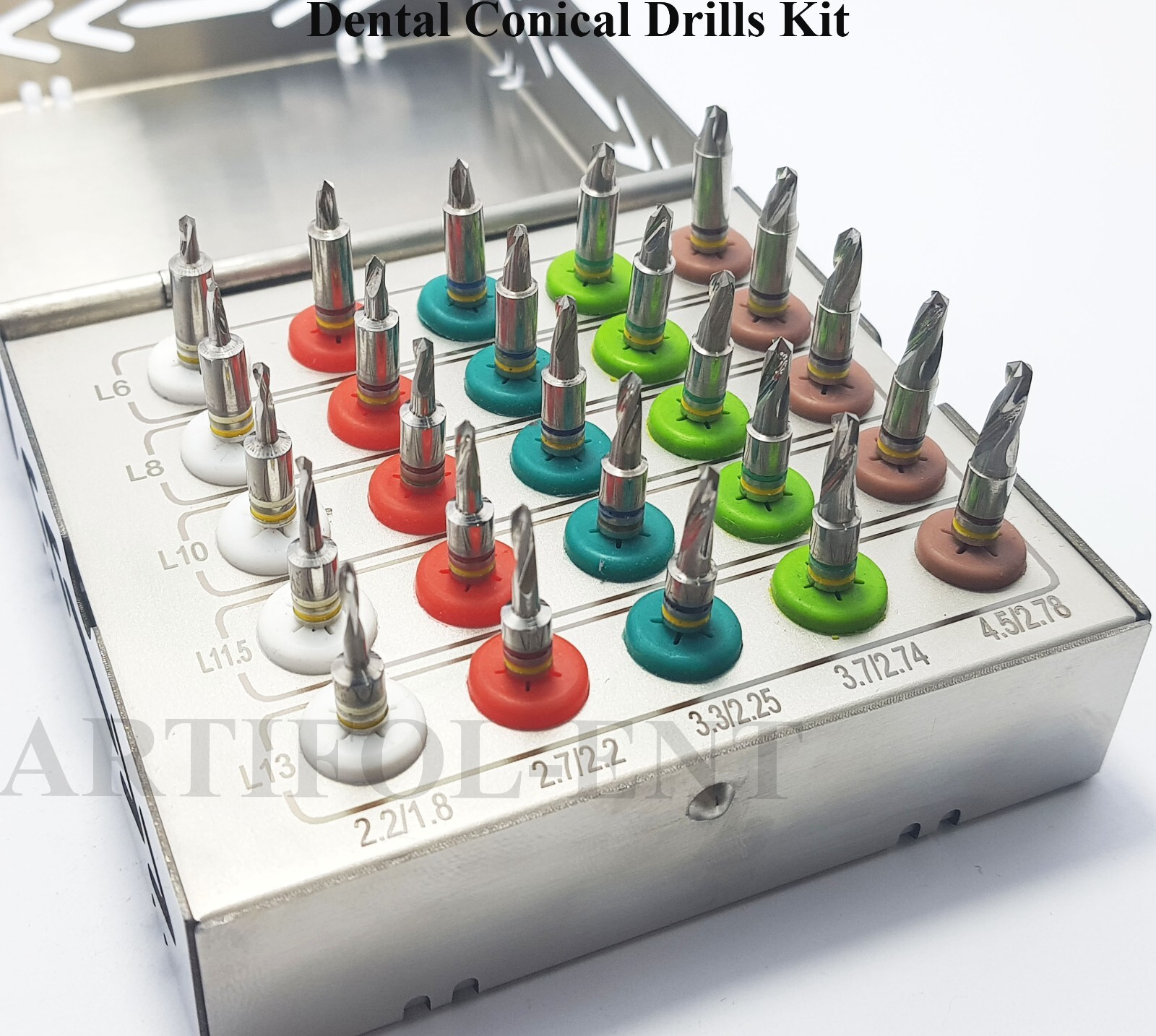 25 Pcs Conical Drills Kit Embedded Stoppers – Dental Conical Drill Set # OS1020